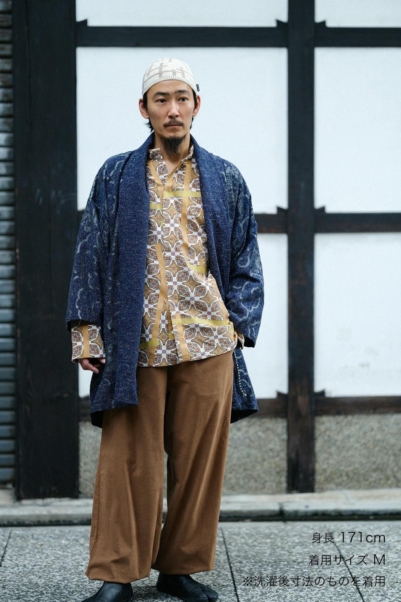 Soft Thermo(R) 燈芯絨 作務衣下裝/灰褐色(是的茶色)