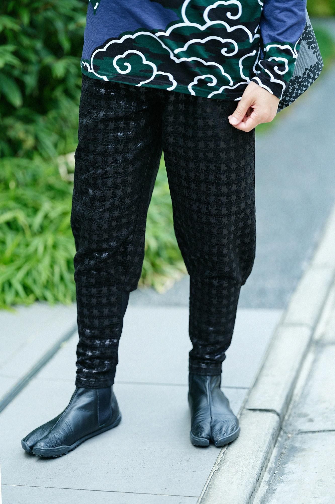 モールジャカール 裁付(たっつけ)えんゆう穿き/変わり千鳥格子(ちどりこうし) 濡羽色(ぬればいろ)