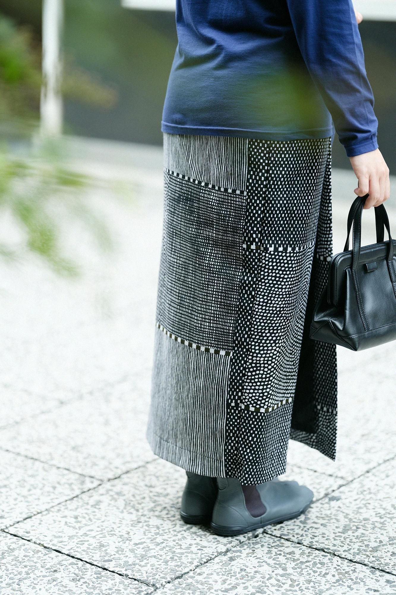 毛斯綸 裹裙/點線墨黑色