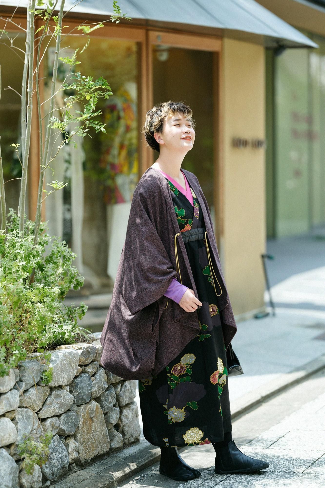 モスリン みたて衣/雲取り(くもどり)に菊