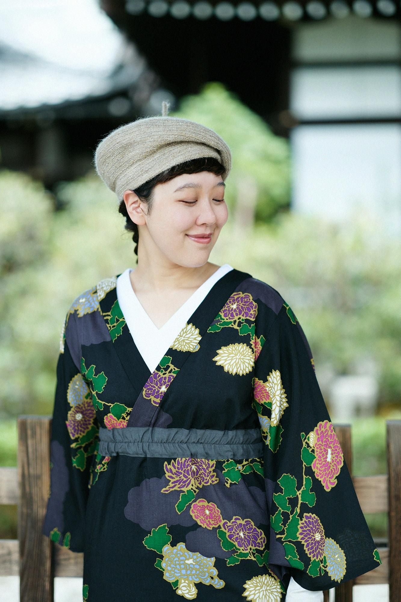 モスリン みたて衣/雲取り(くもどり)に菊