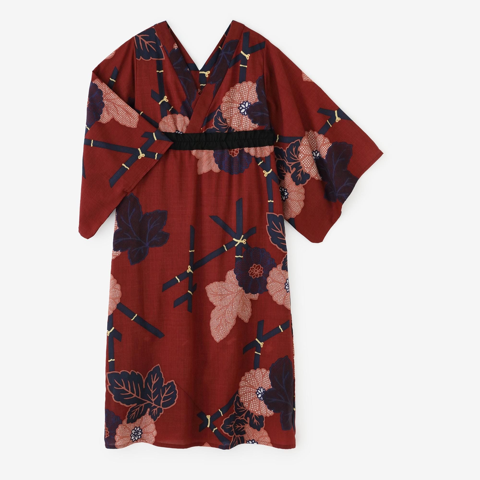 毛斯綸 和服形洋裝/籬菊圖案 再現