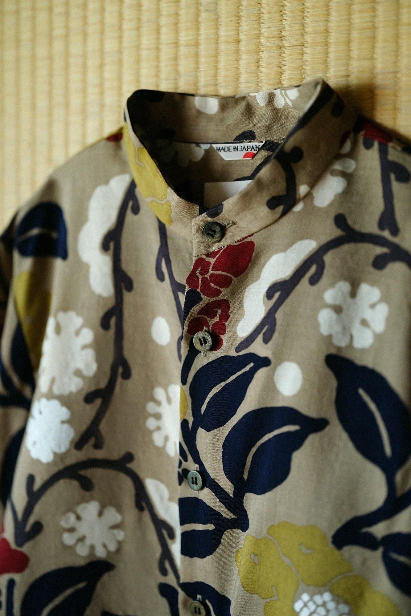 毛斯綸和服袖 襯衫/雪柳與椿