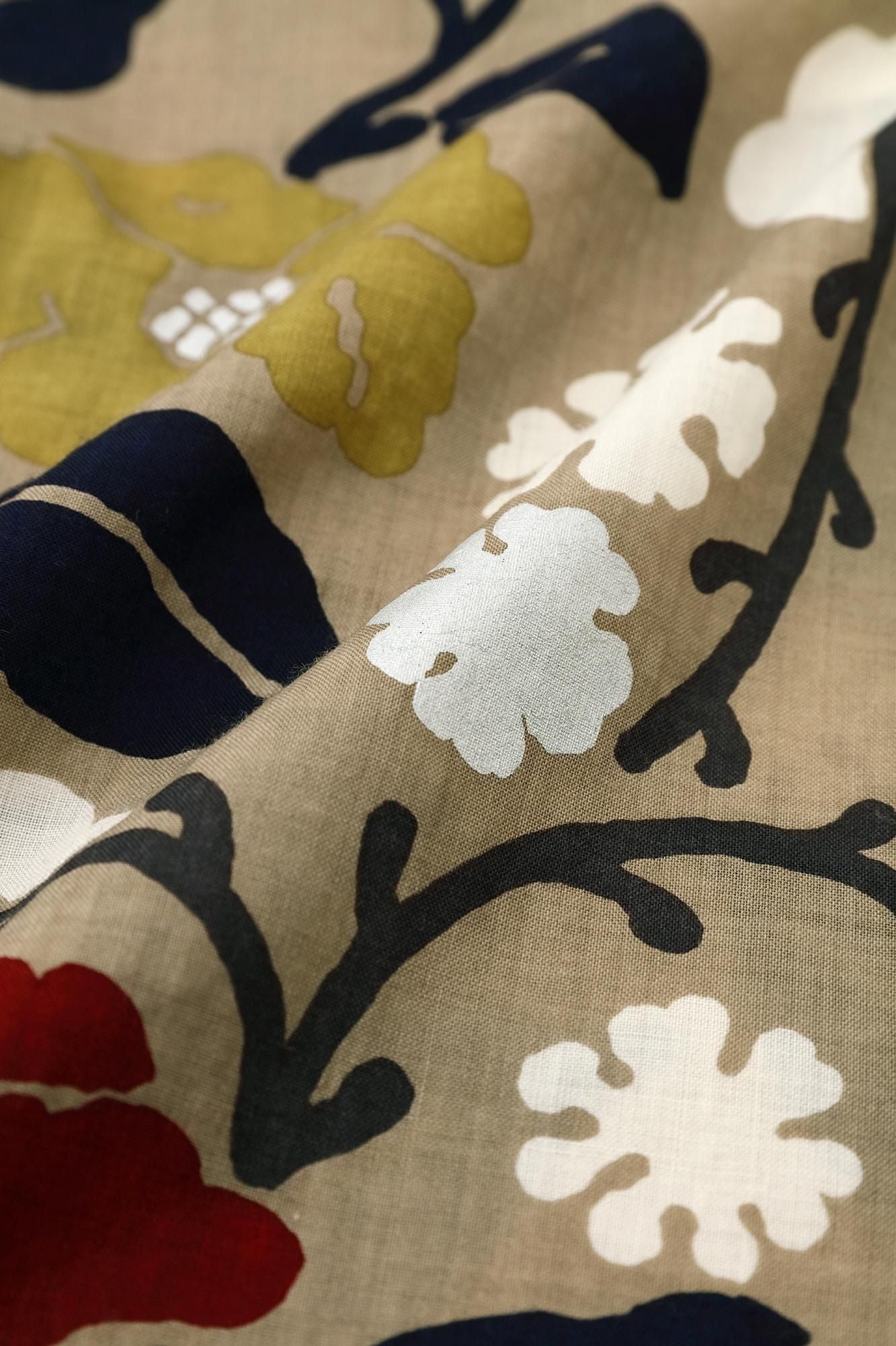 毛斯綸和服袖 襯衫/雪柳與椿