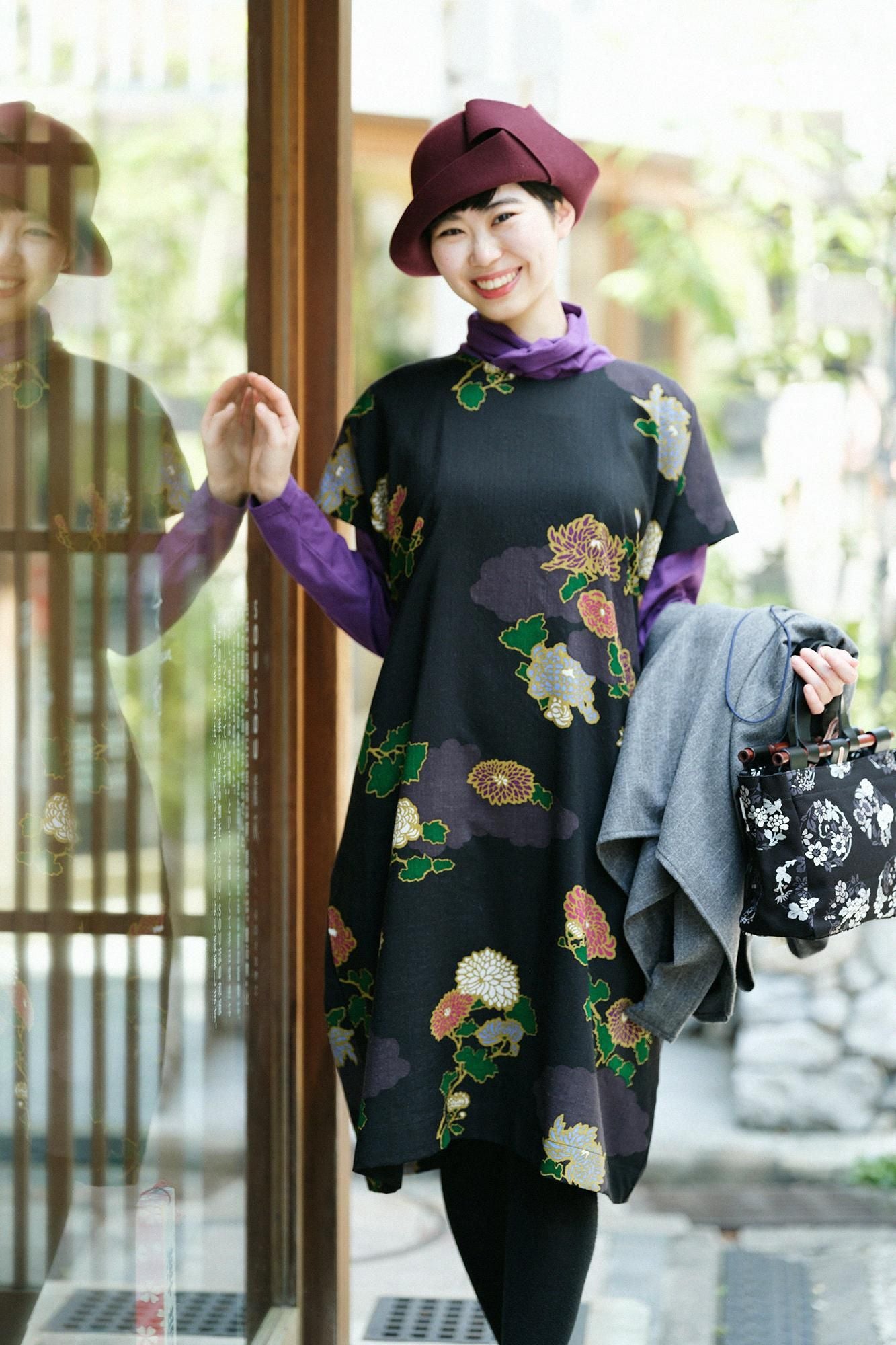 モスリン 長方形衣(ちょうほうけい)/雲取り(くもどり)に菊