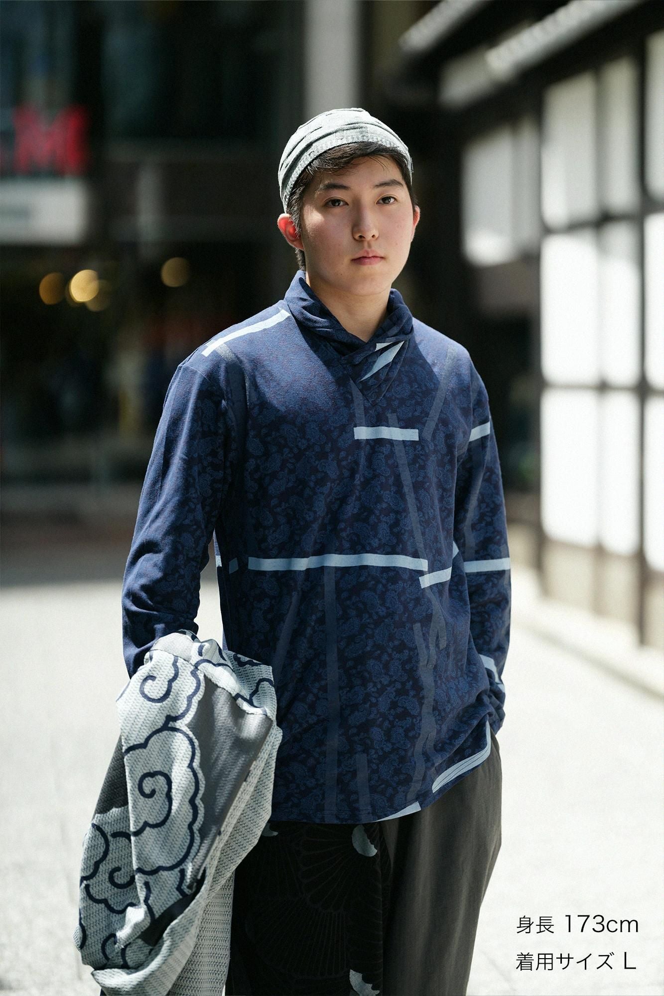 Kanoko Seed Stitch Turtle Neck Shirt / Tobi and Blank Dark Blue