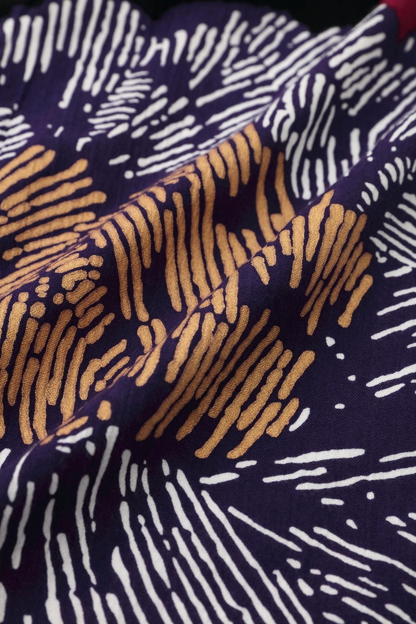 高島縮棉 20/20立領筒形袖襯衫/芍薬 燈火