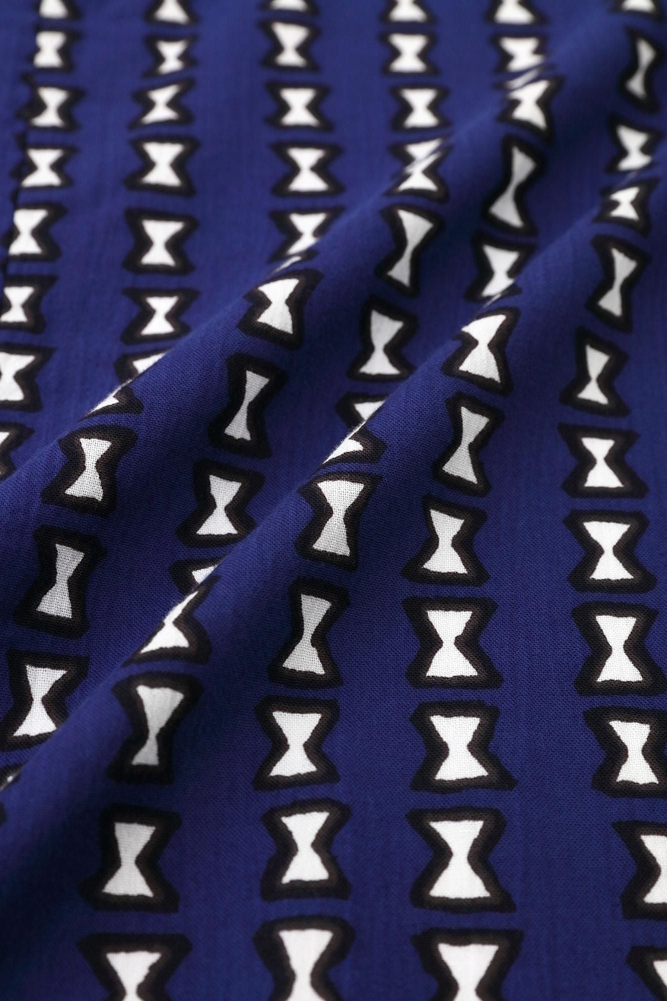 Chizimi Cotton 20/20 Band Collar Tight-sleeved Kimono Shirt / Chikiri