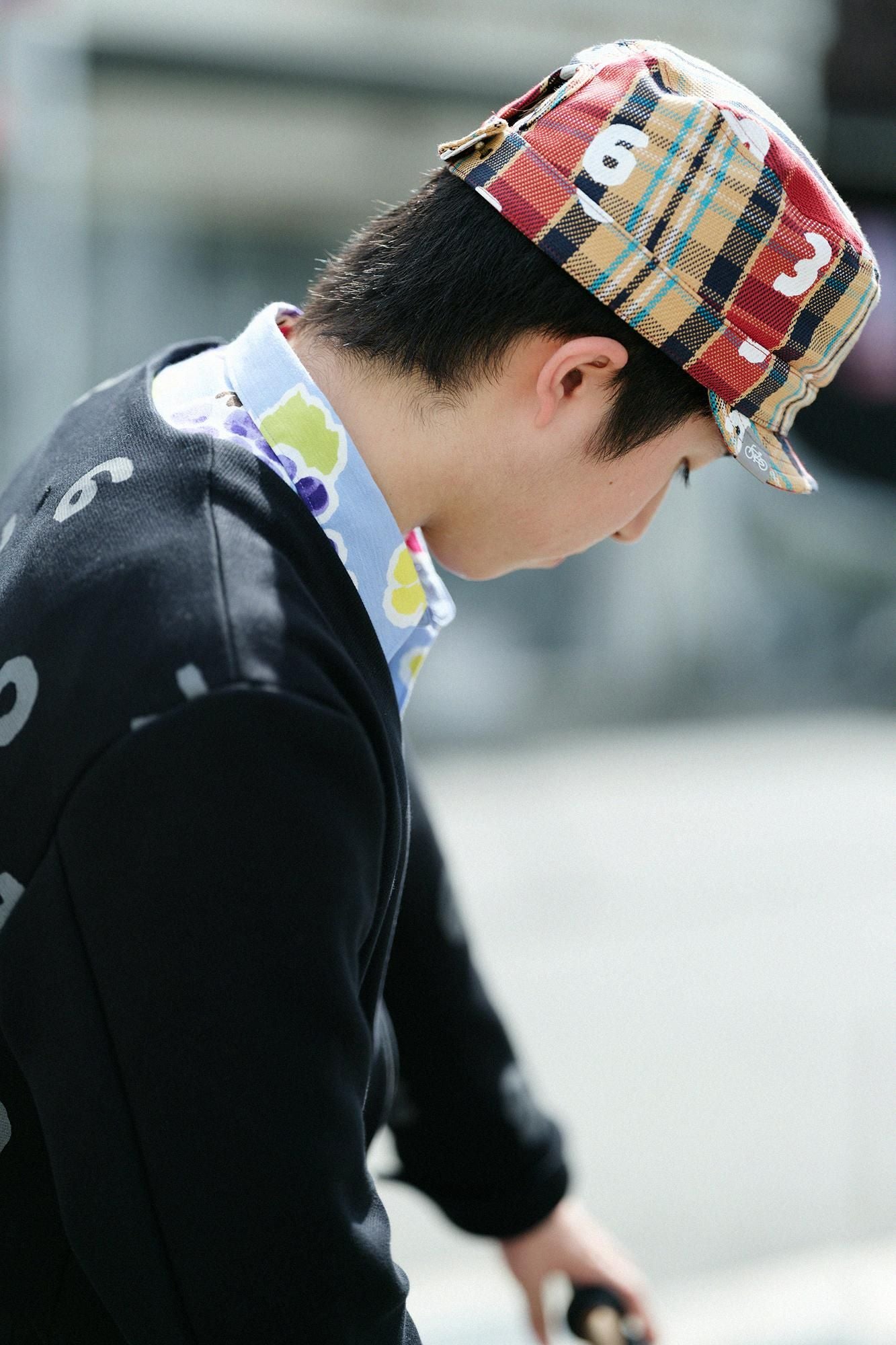 Karierte BIKE-Arbeitsmütze aus schwerem Twill/SO-SU-U Dunkelbraun