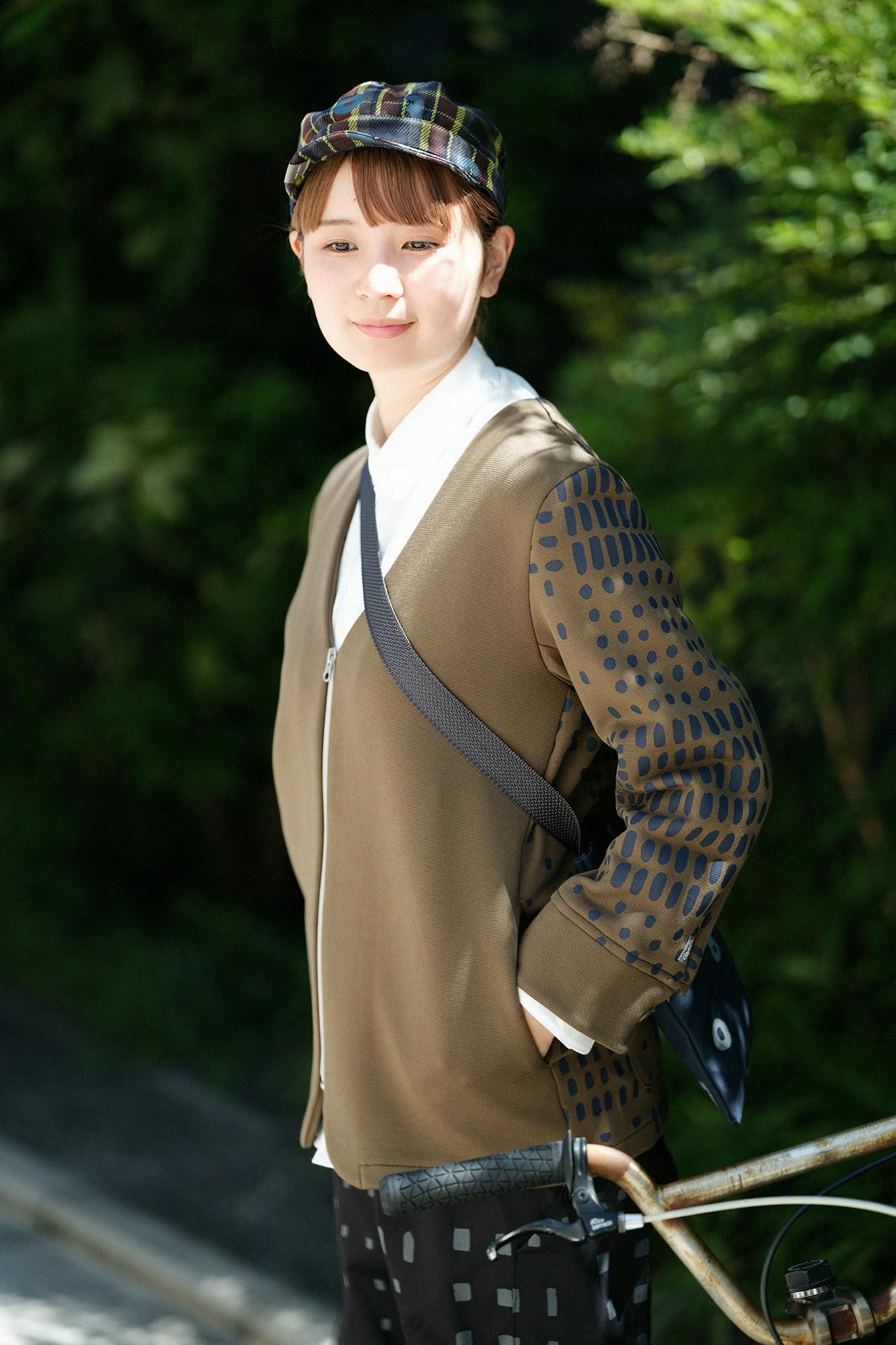 Heavy TwillCheck BIKE workCap/SO-SU-U Greyish Matcha Color