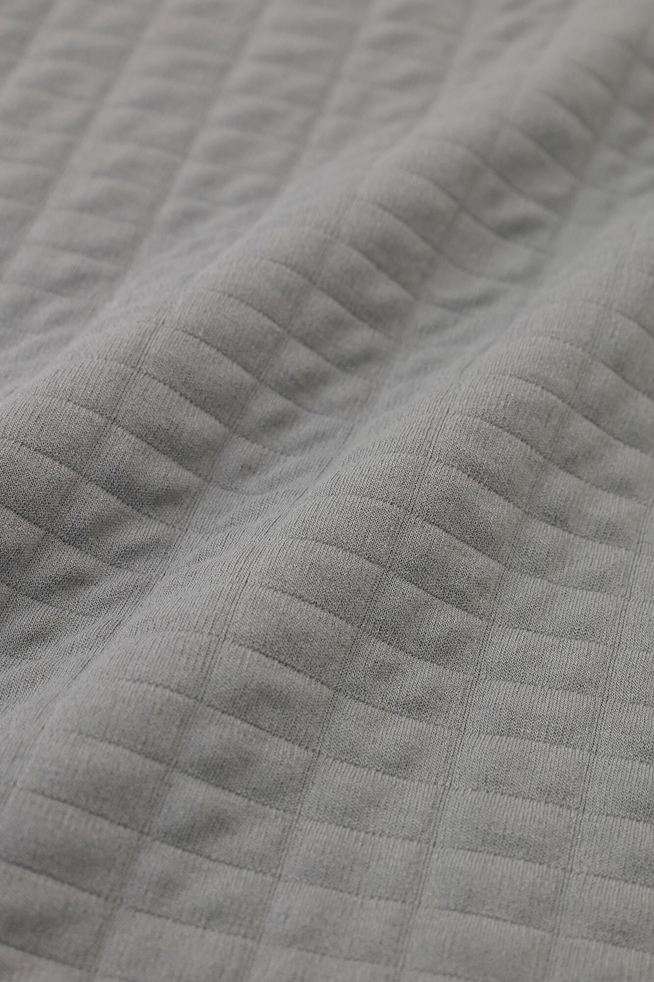 絎縫針織造型高領上衣L/S長版上衣/灰色