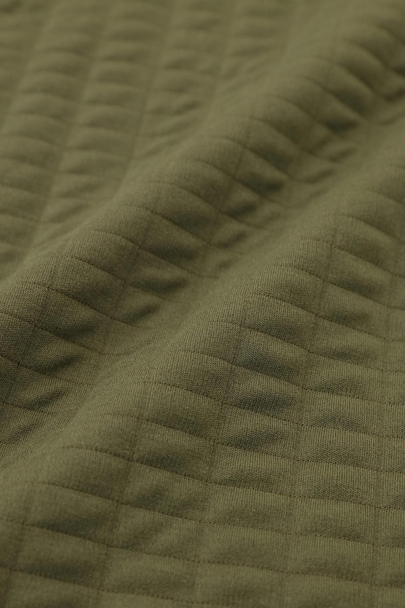 絎縫針織造型高領上衣海龜 L/S長版上衣/草綠色