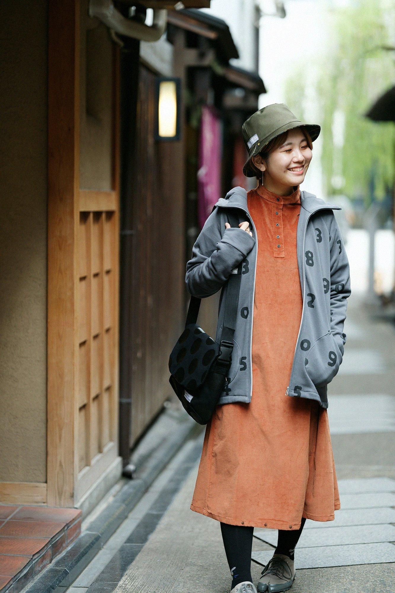 Stretch Corduroy BIKE One-piece Dress/Raw Sienna