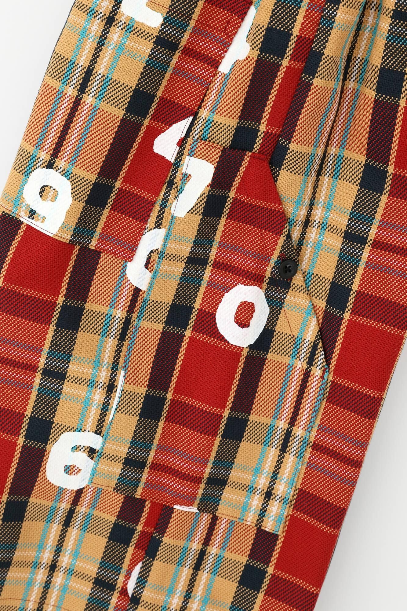 【仅网络发售】重磅斜纹布格纹BIKE短裤/红色 x SO-SU-U