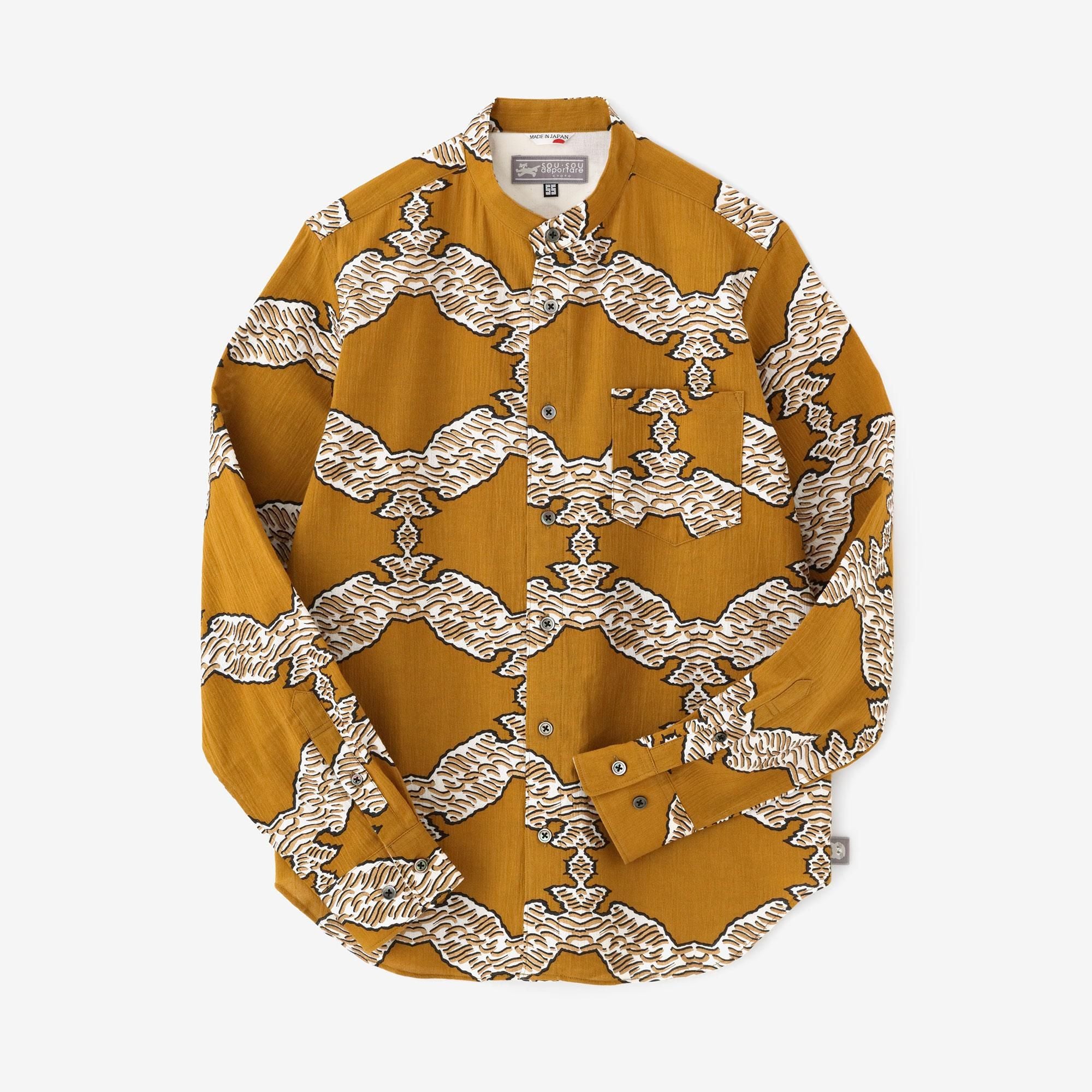 ValeForever stoneネルシャツスタッズ蜘蛛の巣 BADHOP着用 高島縮 20/20 スタンドカラーシャツ／武者七宝（むしゃしっぽう）