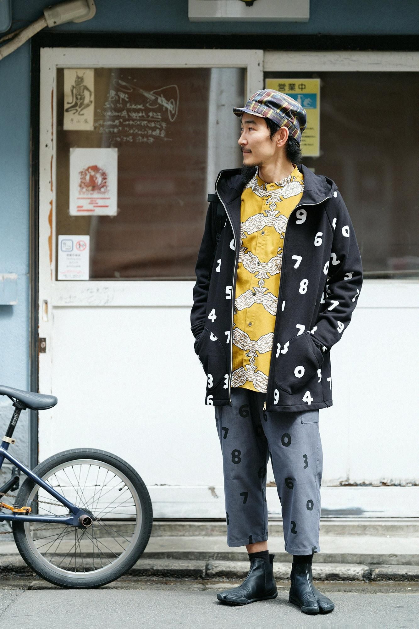 高島縮 20/20 スタンドカラーシャツ/武者七宝(むしゃしっぽう)