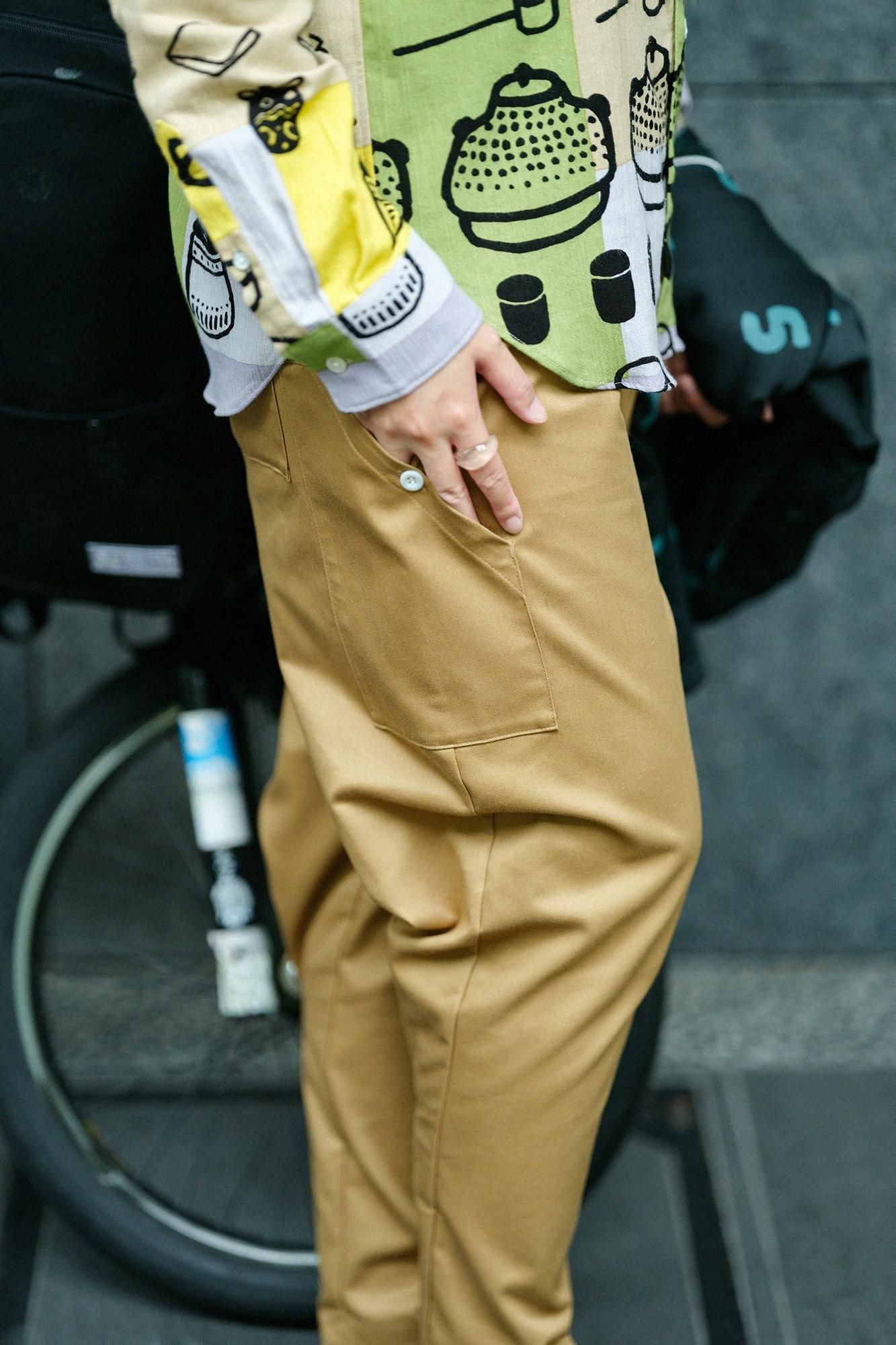 高密度Solotex(R)斜紋織BIKE 修腿馬術褲/黃色黃土色