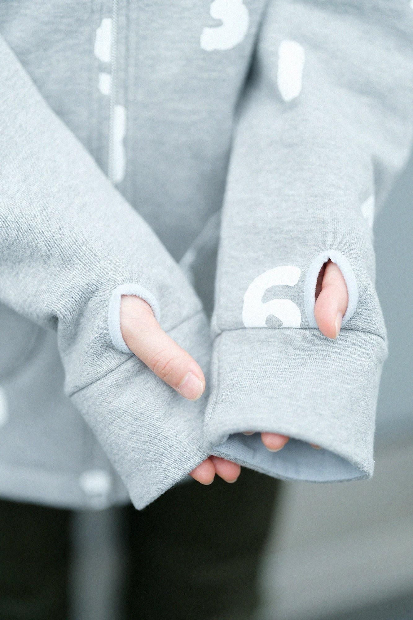 內抓毛BIKE 連帽外套/ SO-SU-U十數和留白灰色