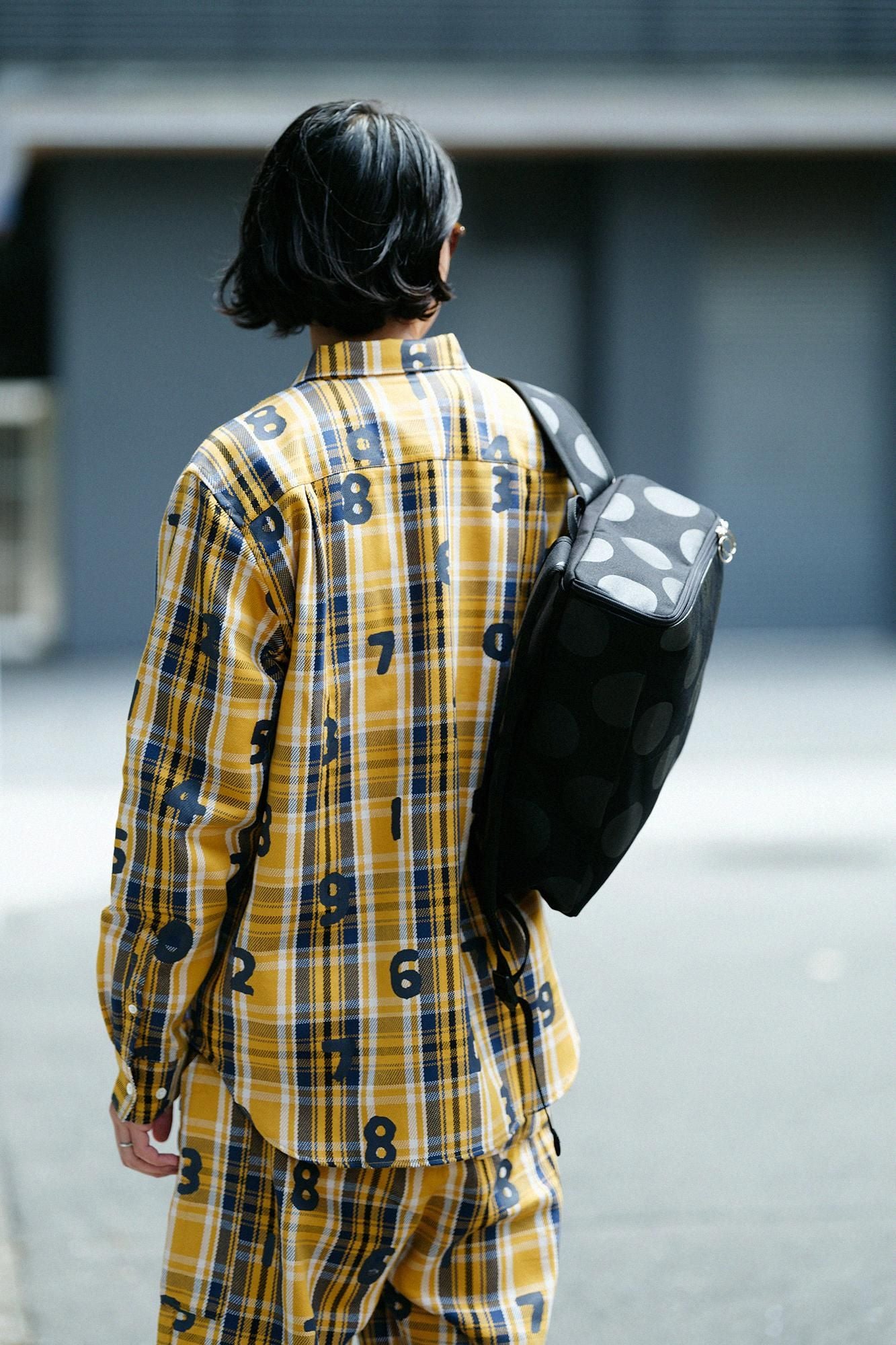 무거운 능직 체크 셔츠/SO-SU-U 노란색