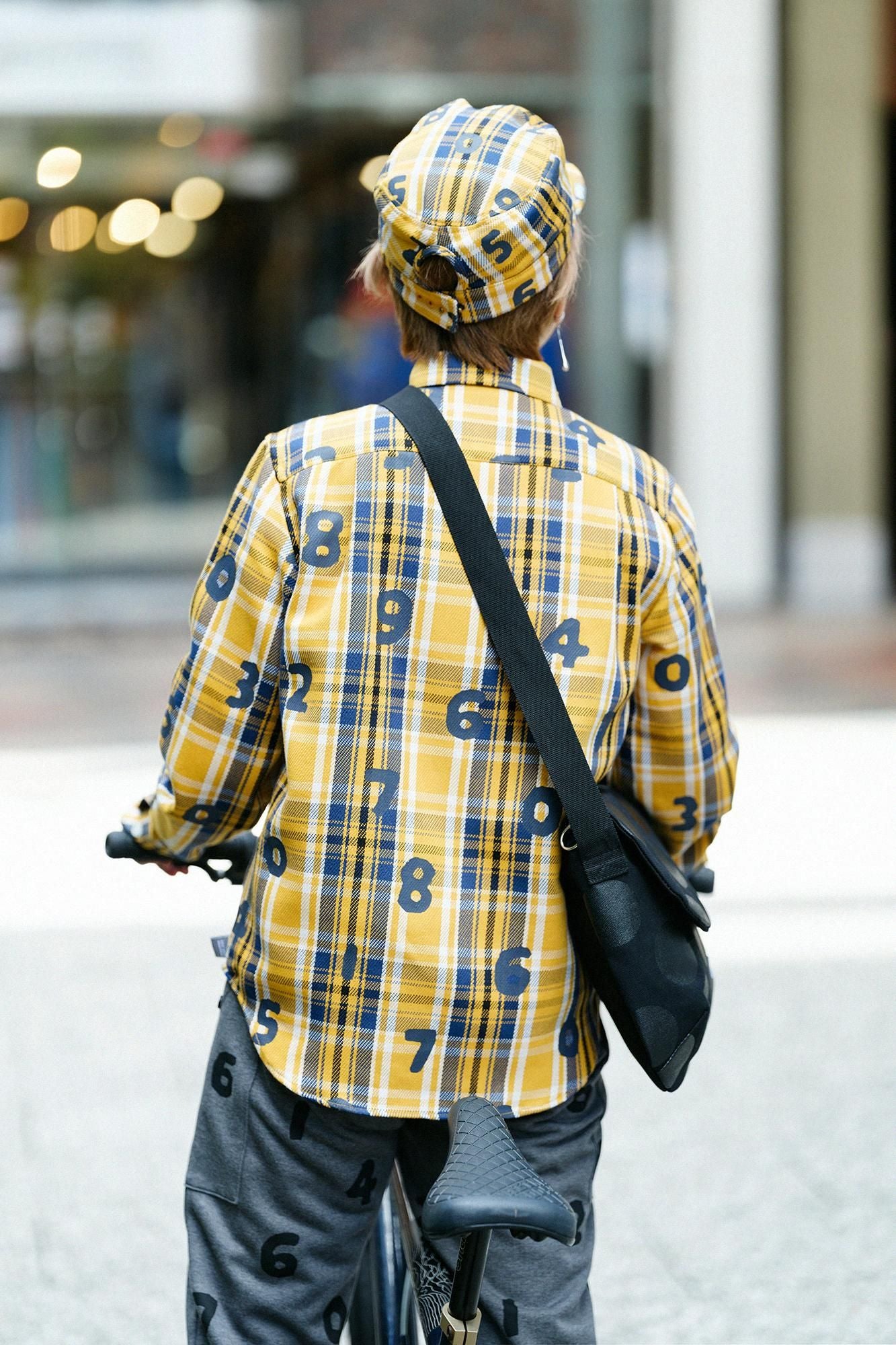 무거운 능직 체크 셔츠/SO-SU-U 노란색