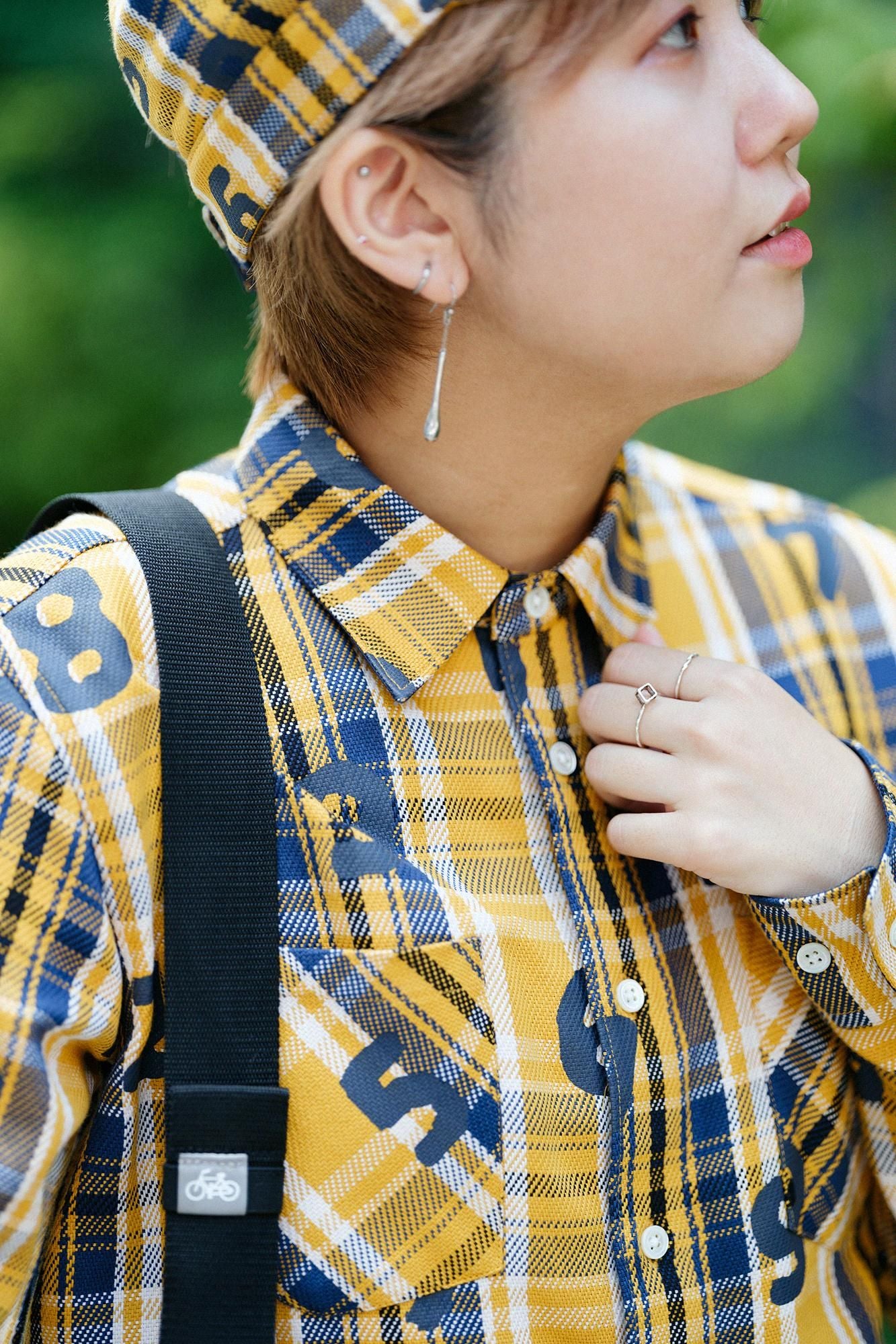 무거운 능직 체크 셔츠/SO-SU-U 노란색