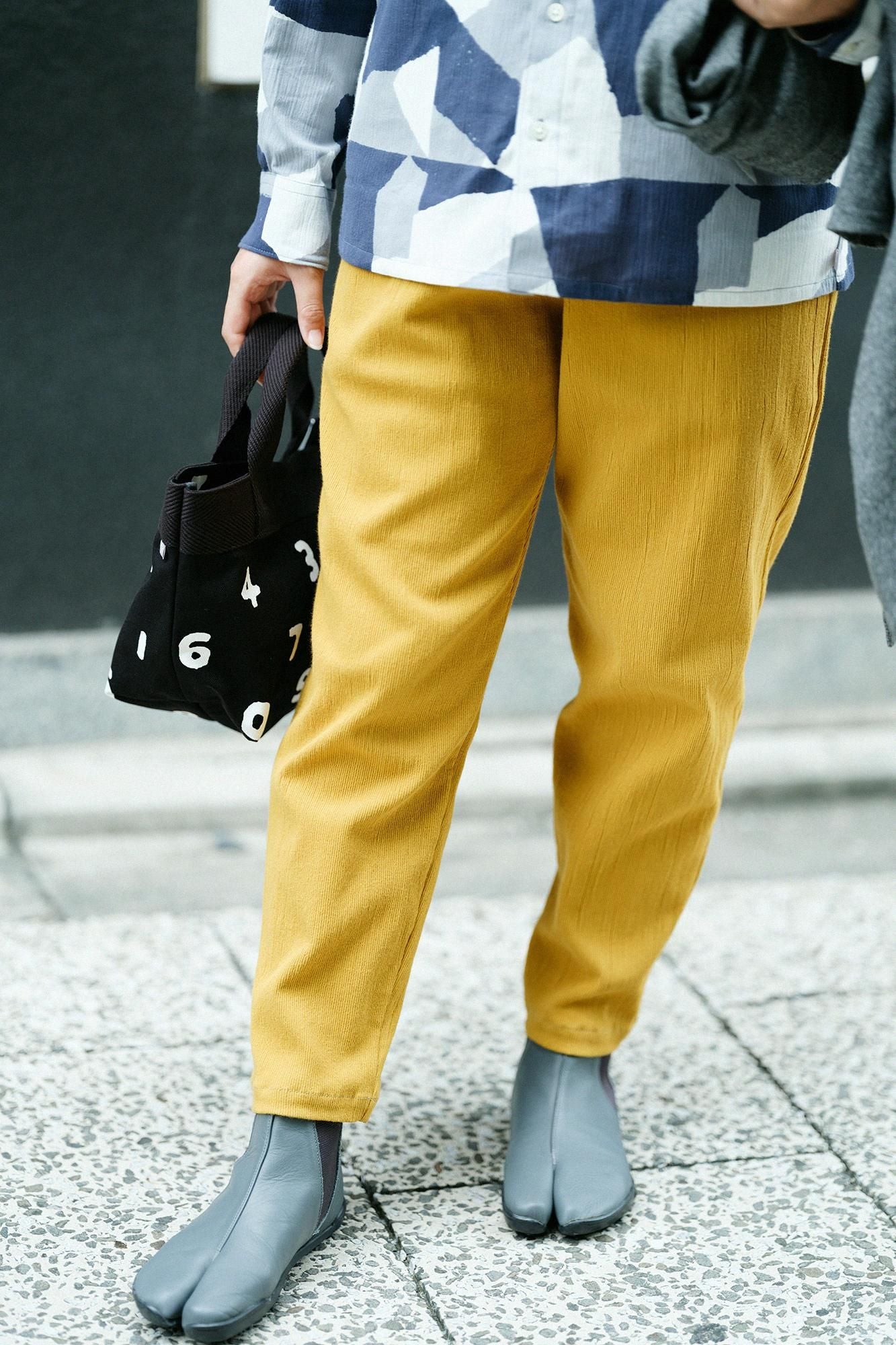 takashima chiku 20/10 Pique浮雕简易锥形裤子/Yamabuki Nezu