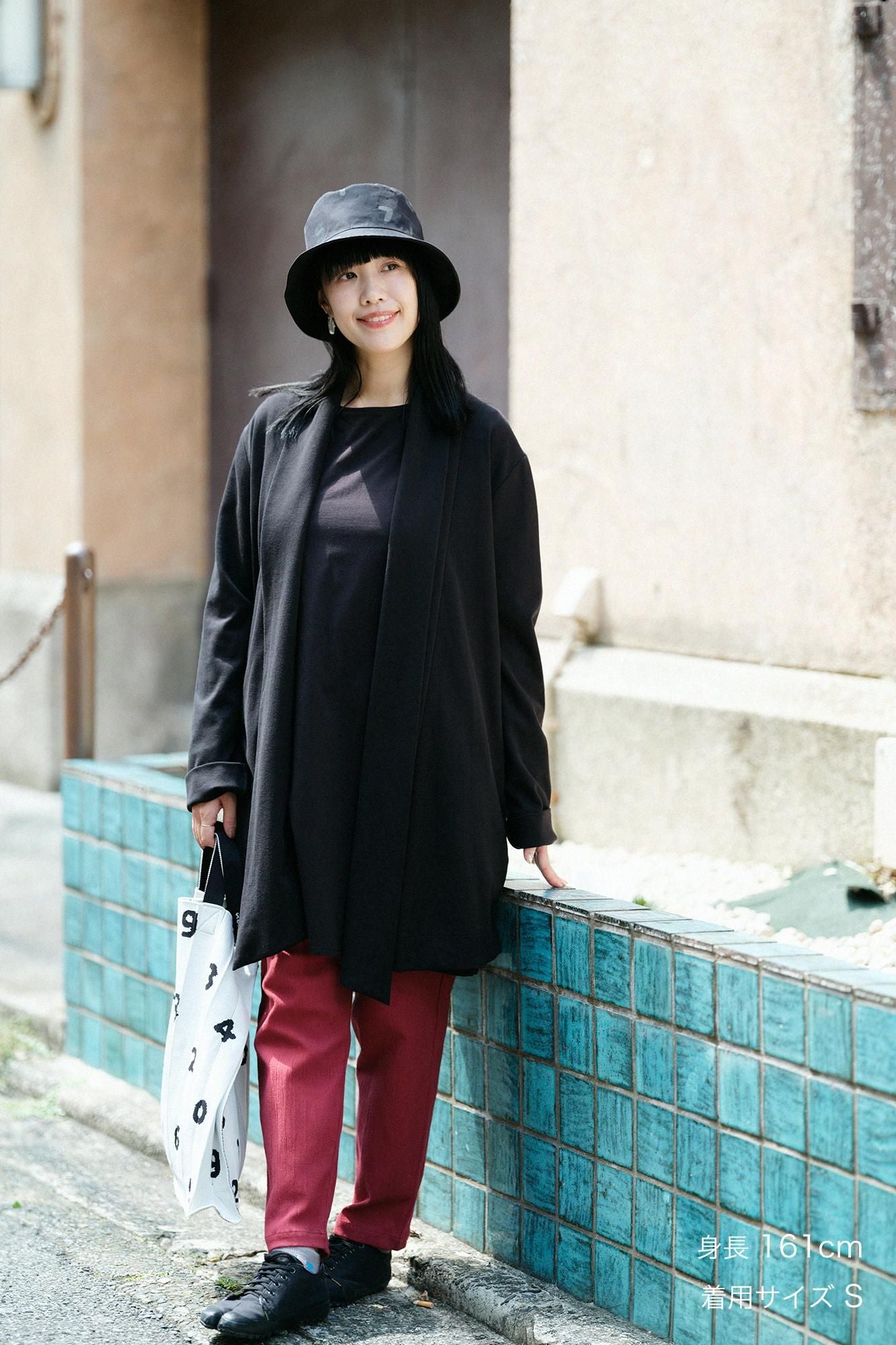 高島縮棉20/10 珠地佈型押加工休閒窄管長褲/Fukasoo