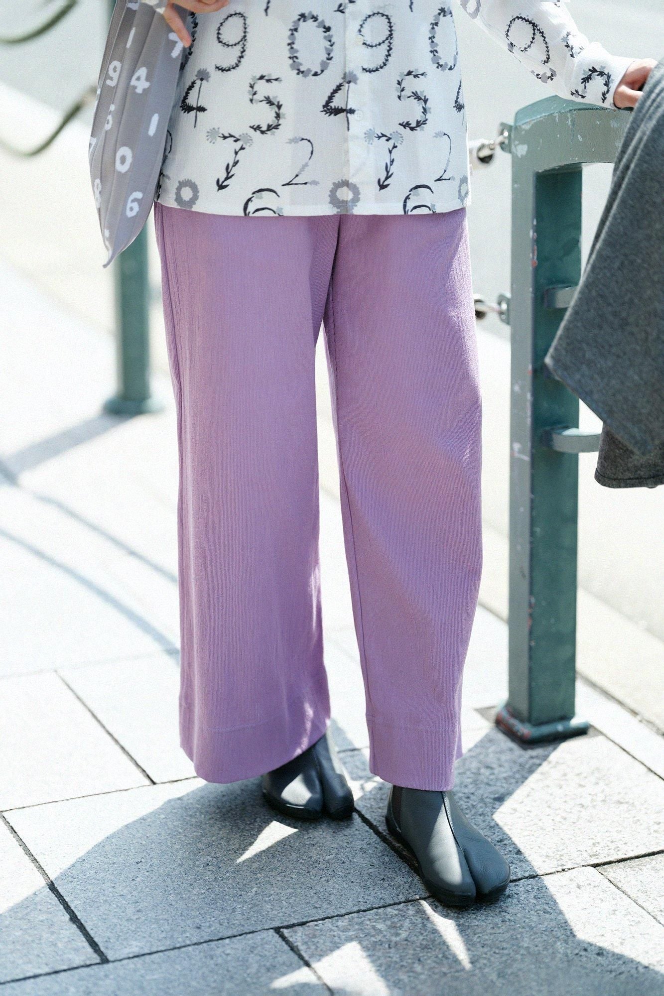 타카시마치지미 20/10 피크 엠보스 와이드 팬츠/ 후자네즈