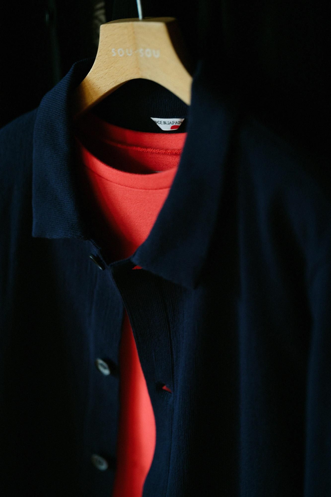 Chizimi Cotton 20/10 Emboss Processed Collar Jacket / Dark Blue