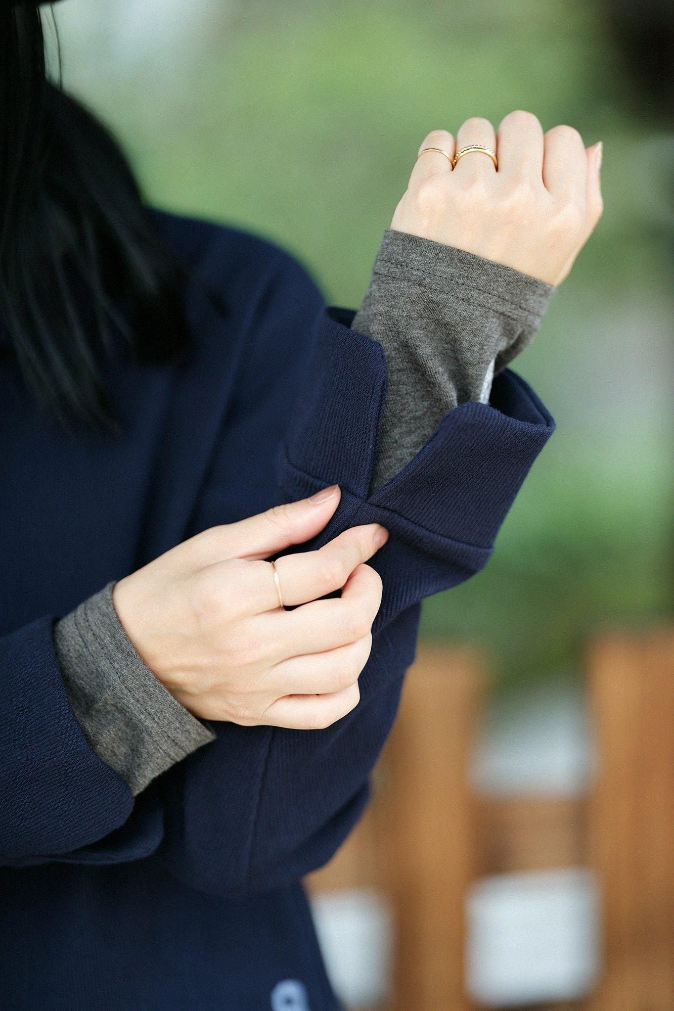 Chizimi Cotton 20/10 Emboss Processed Collar Jacket / Dark Blue