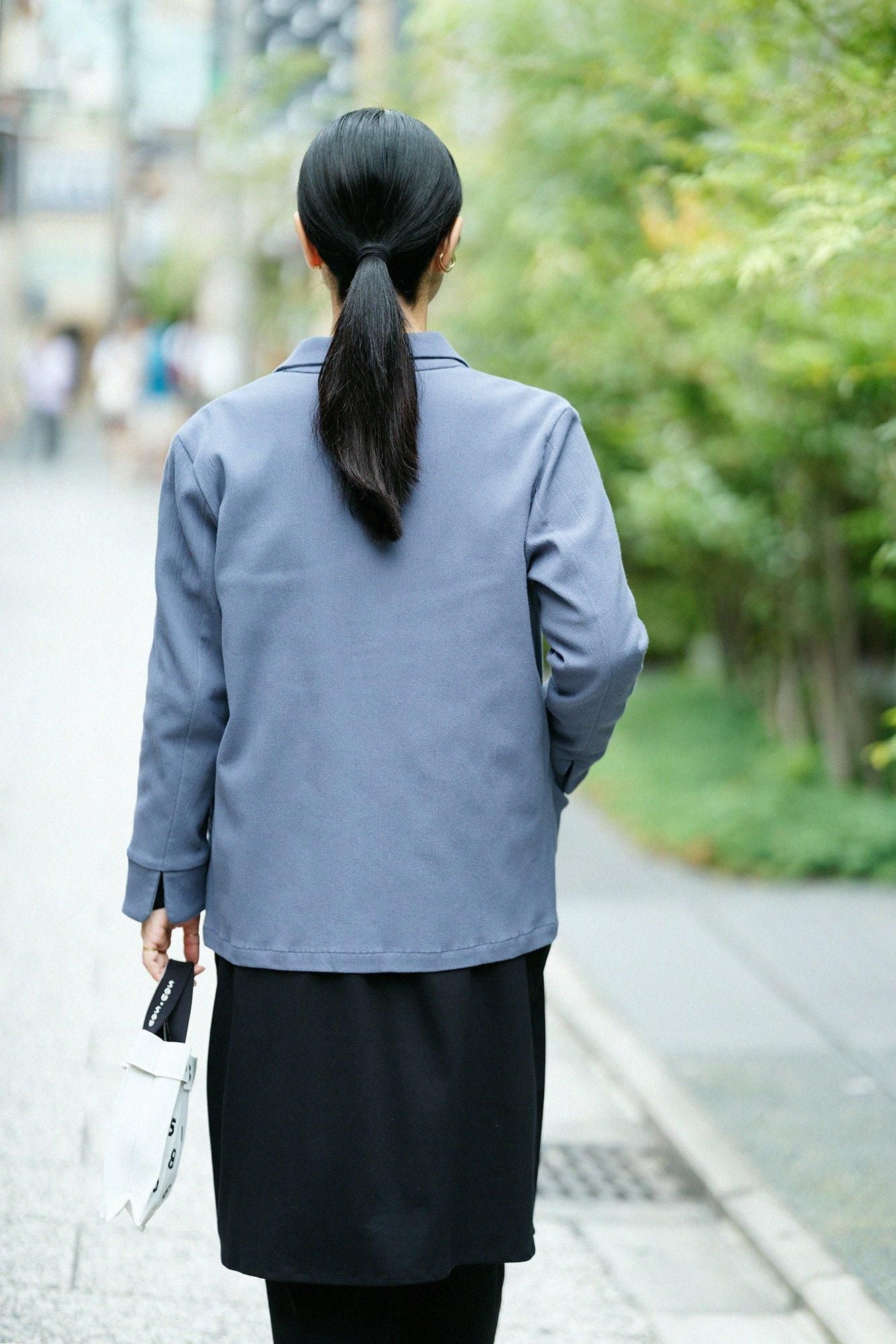 Chizimi Cotton 20/10 Emboss Processed Collar Jacket / Purplish Grey