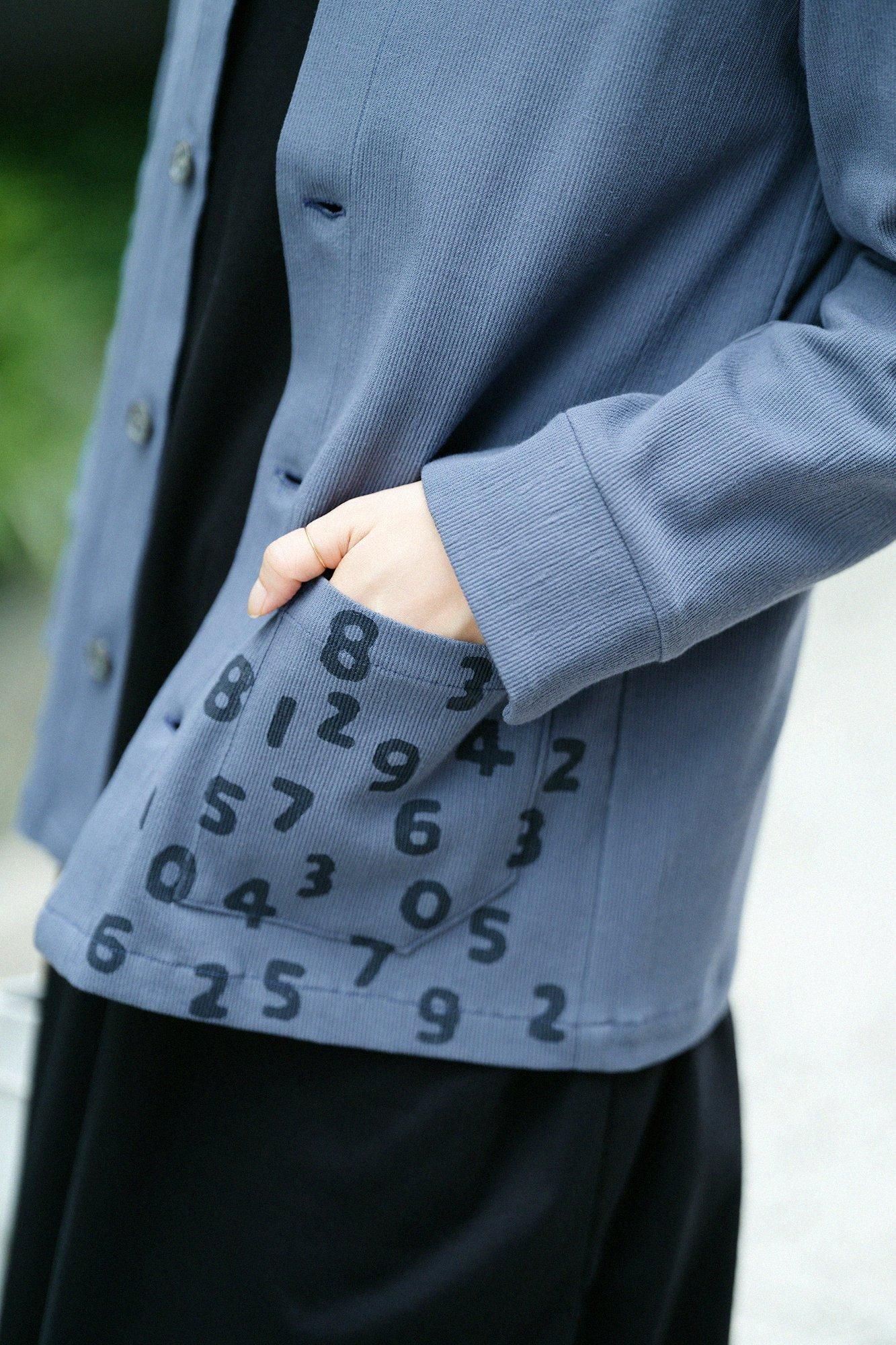 Chizimi Cotton 20/10 Emboss Processed Collar Jacket / Purplish Grey