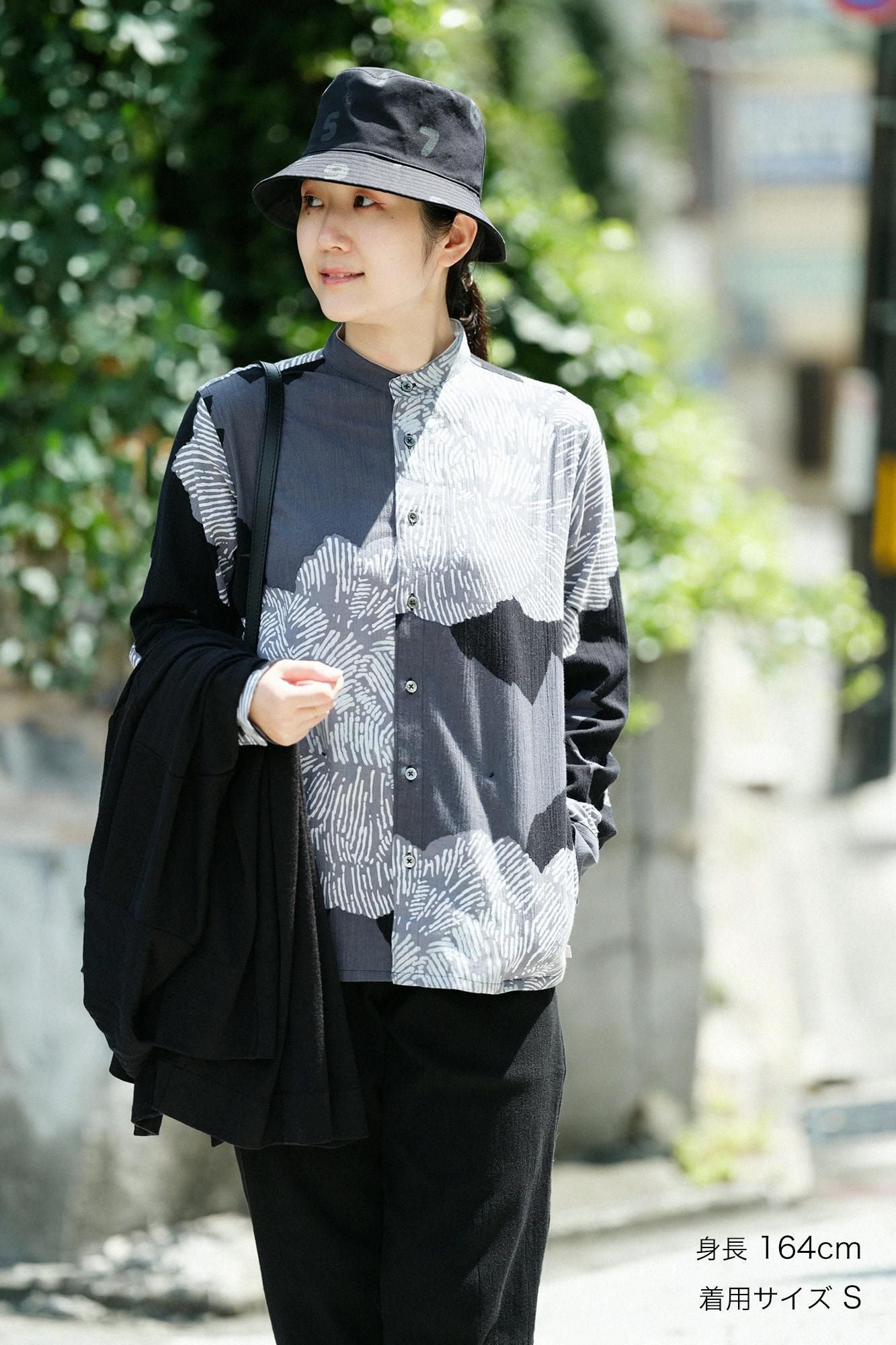 高島縮 20/20 スタンドカラーシャツ SP/芍薬(しゃくやく)