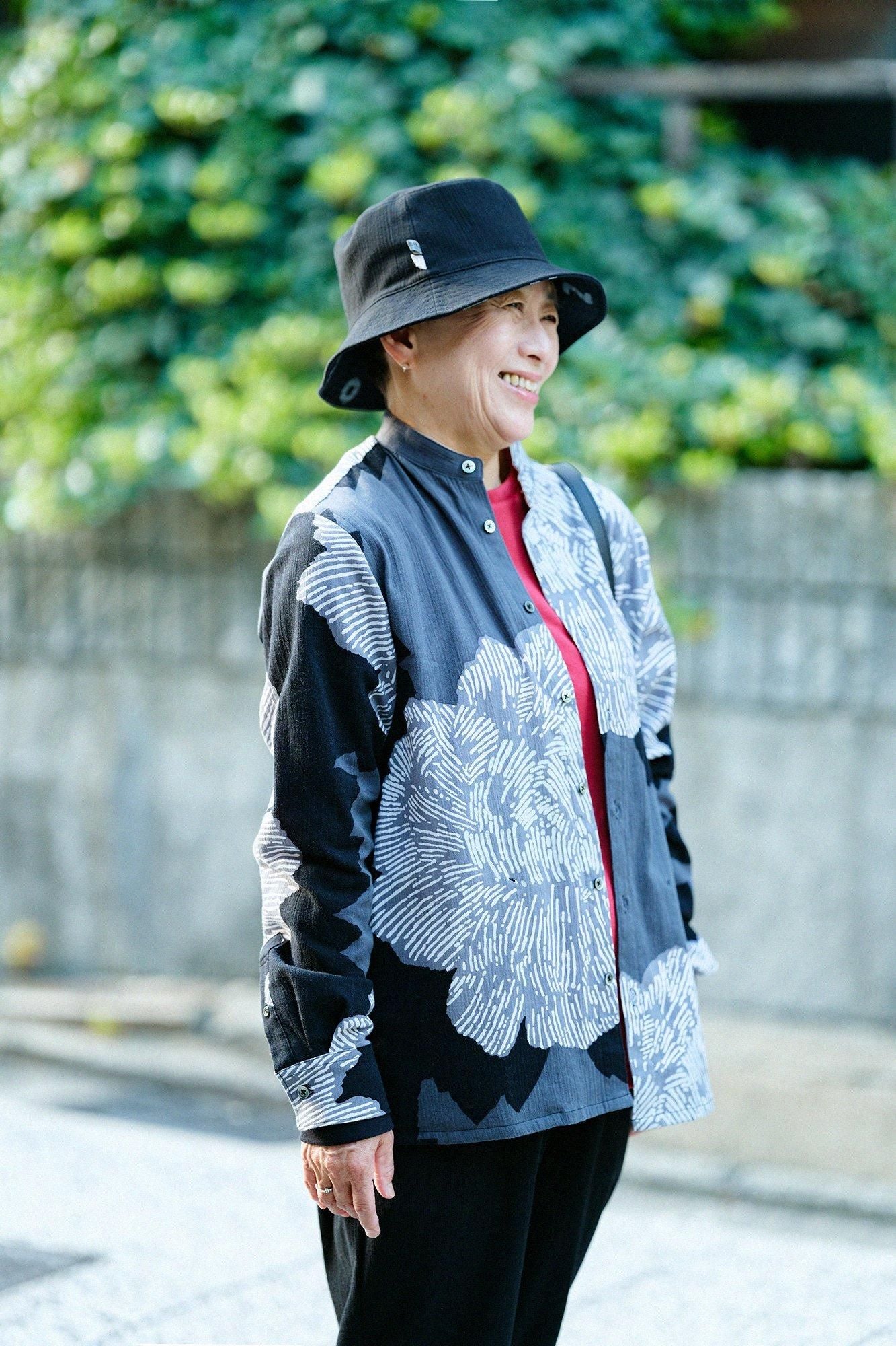 高島縮 20/20 スタンドカラーシャツ SP/芍薬(しゃくやく)