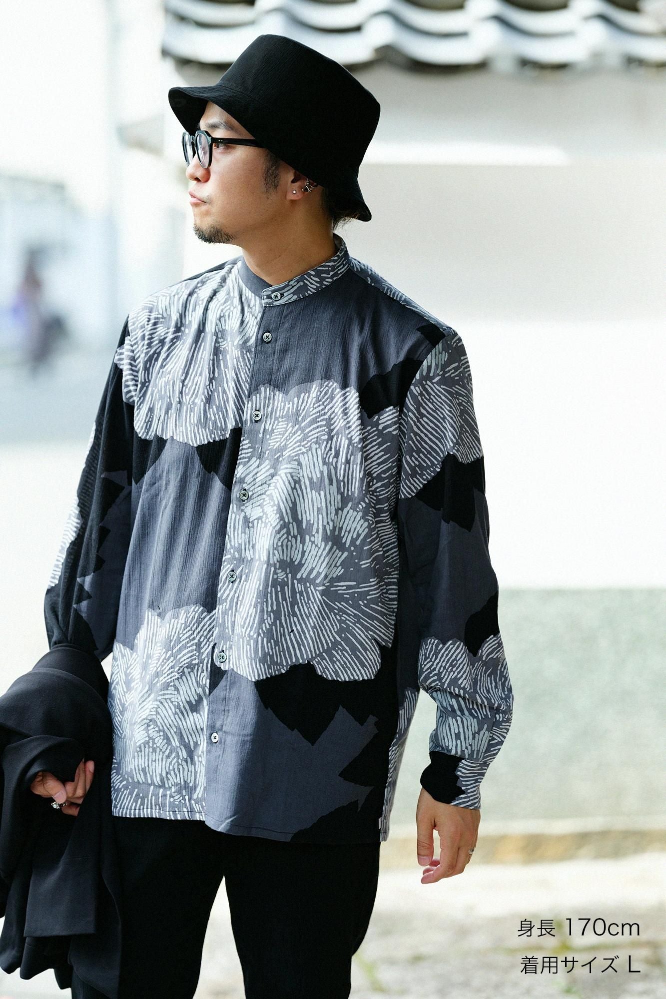 高島縮 20/20 スタンドカラーシャツ SP/芍薬(しゃくやく)