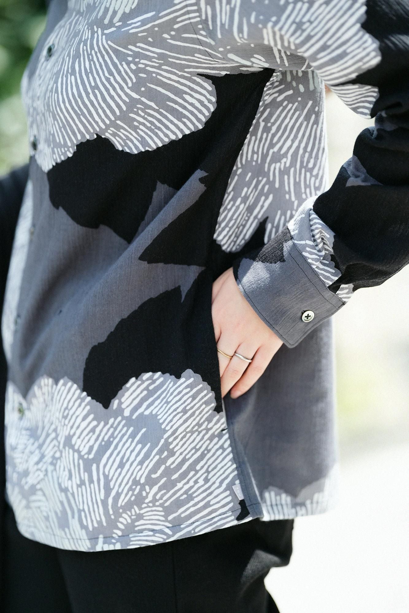 高島縮 20/20 スタンドカラーシャツ SP/芍薬(しゃくやく)