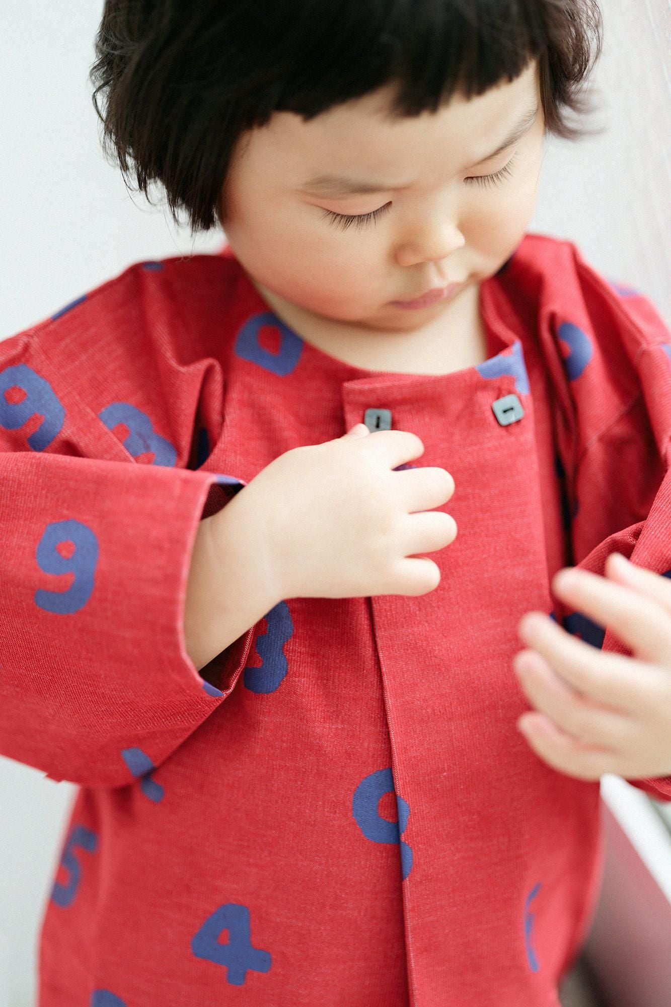 ●燈芯絨圓弧袖貫頭衣/SO-SU-U 十數 紅色