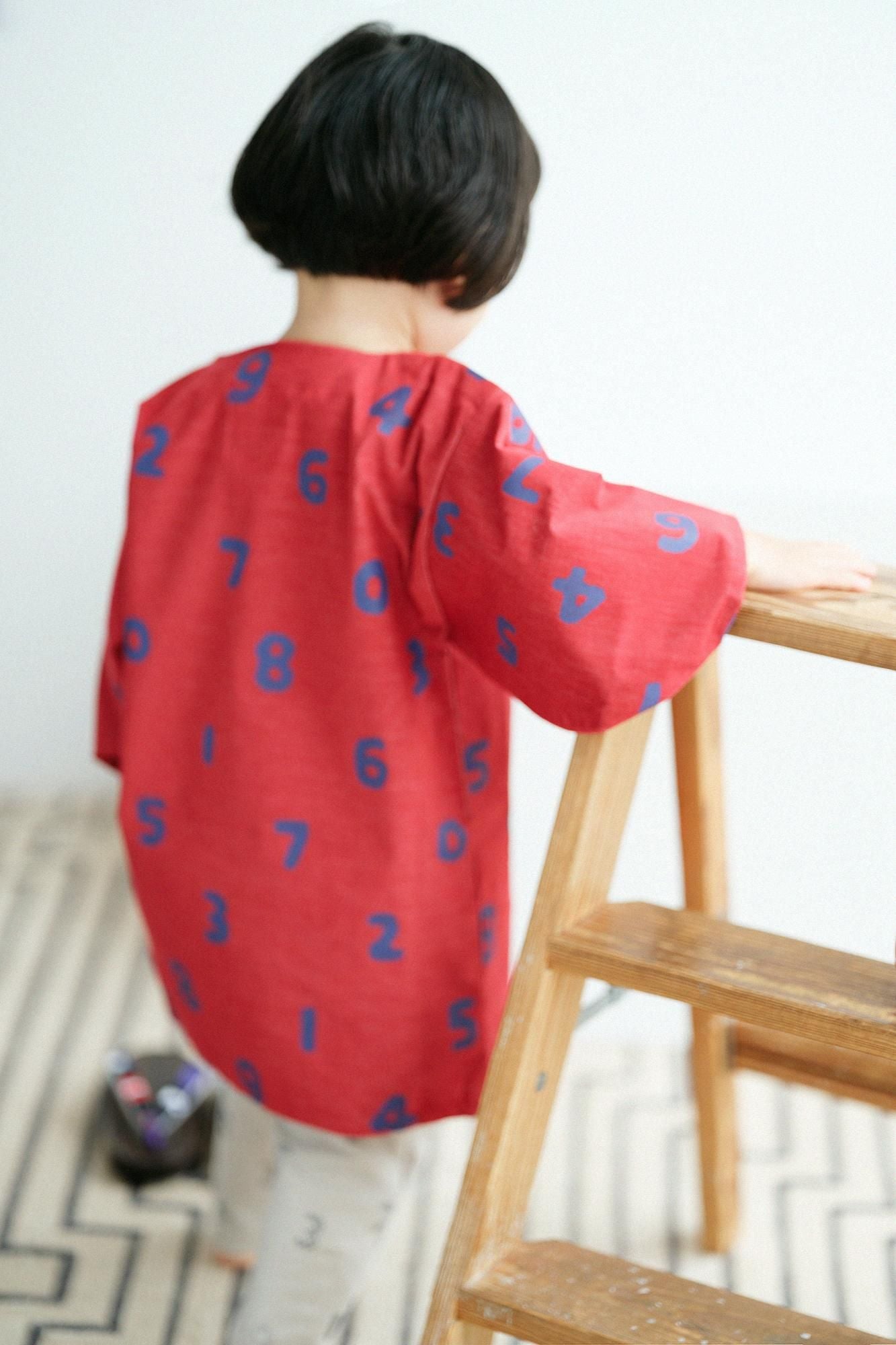 ●燈芯絨圓弧袖貫頭衣/SO-SU-U 十數 紅色