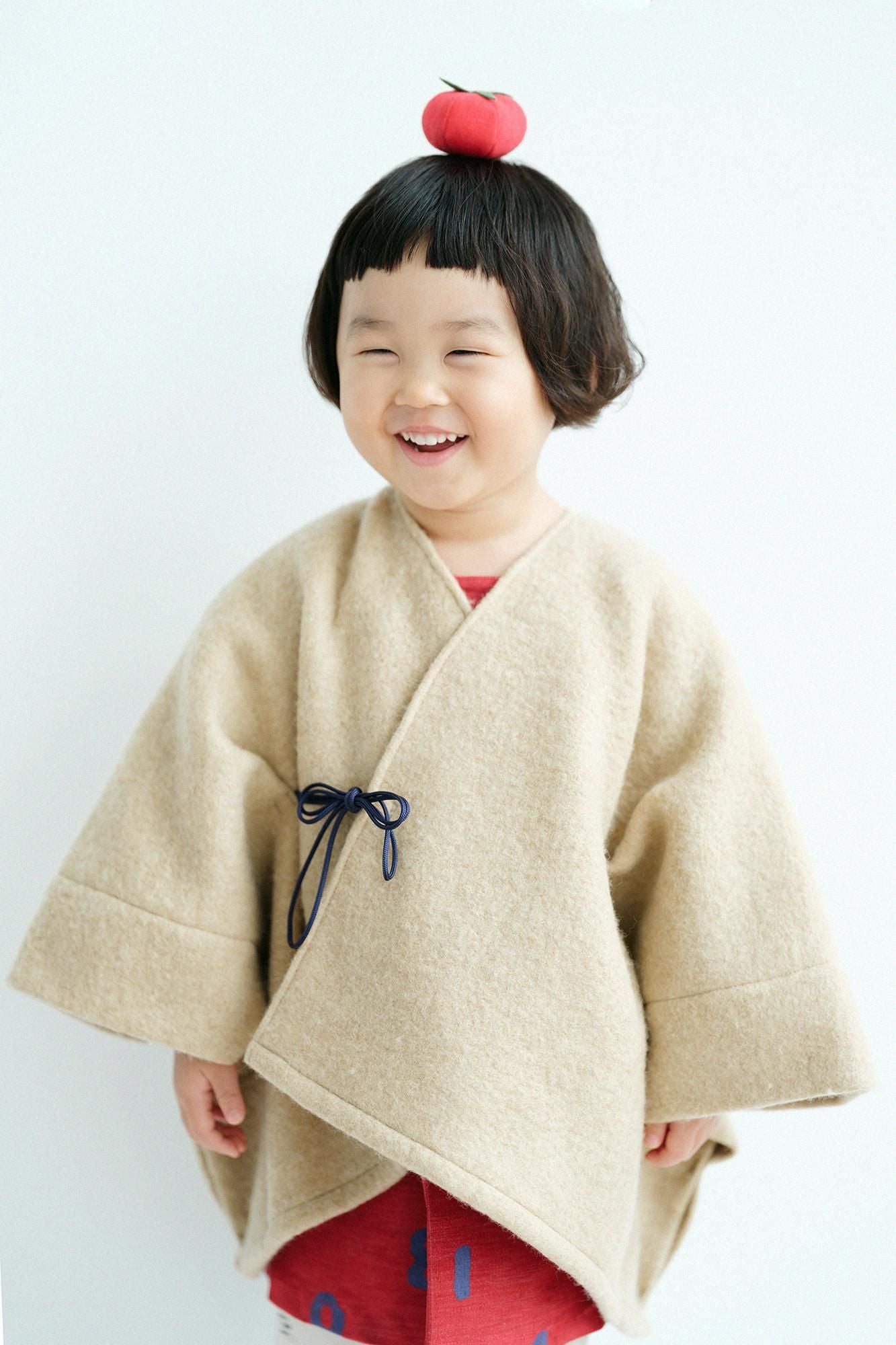 ●燈芯絨圓弧袖貫頭衣/SO-SU-U 十數 紅色