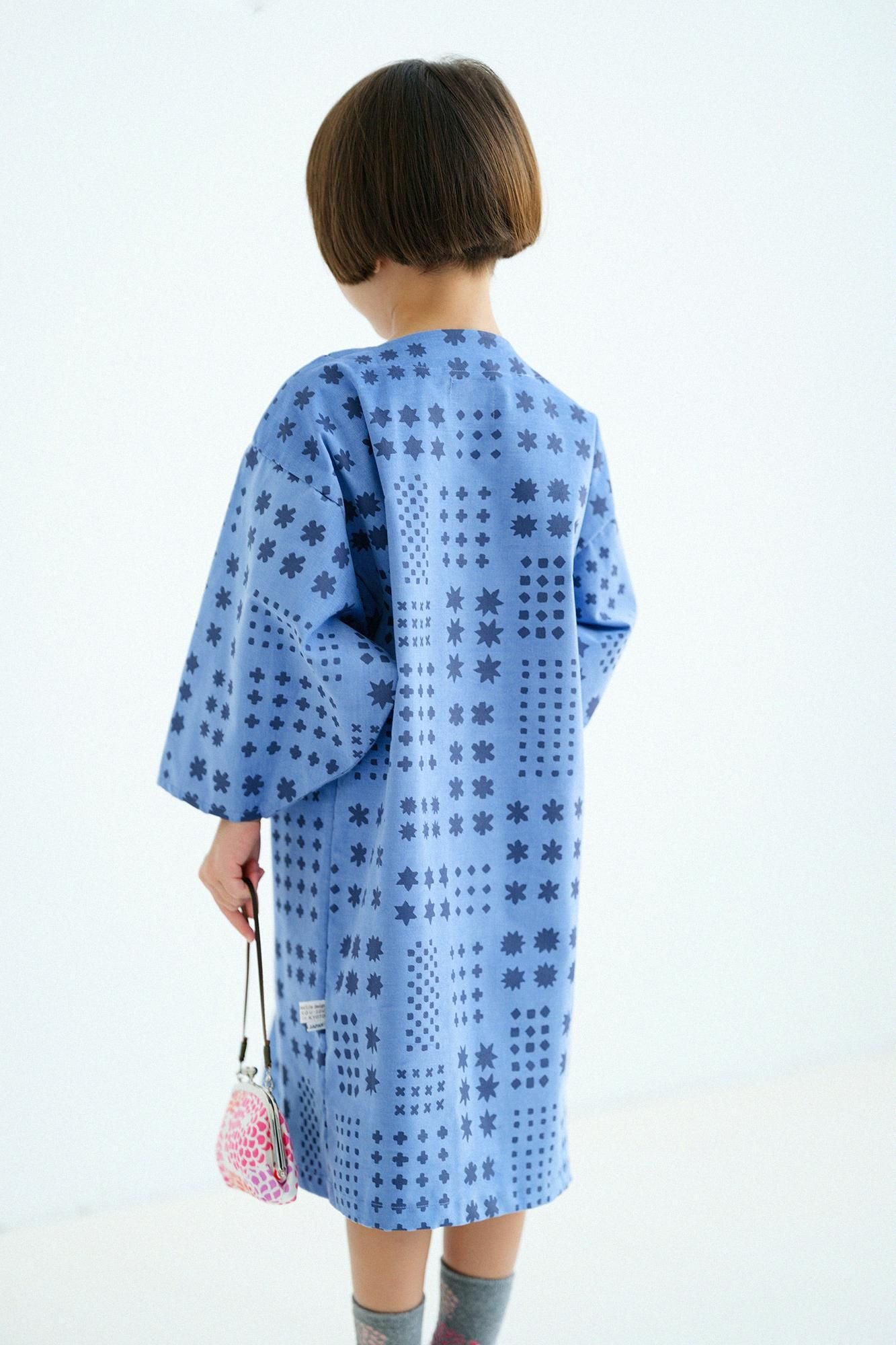 ●燈芯絨圓弧袖貫頭衣/大雪山 淡藍色