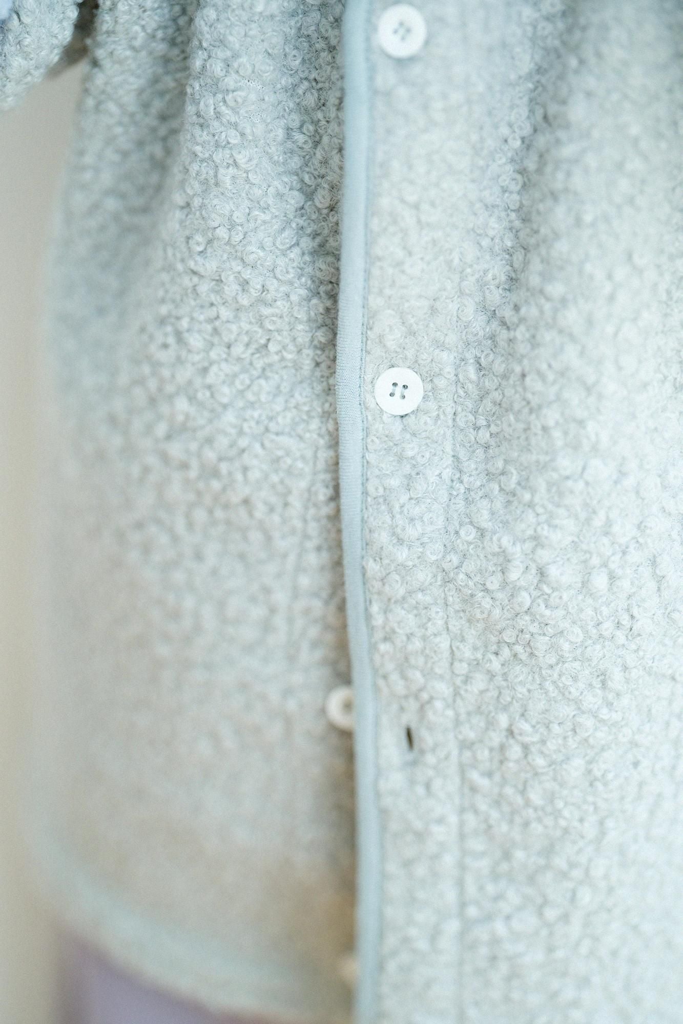 ●Boa Cardigan Bi-color Sleeve sleeves / Bluish Green×Light Blue