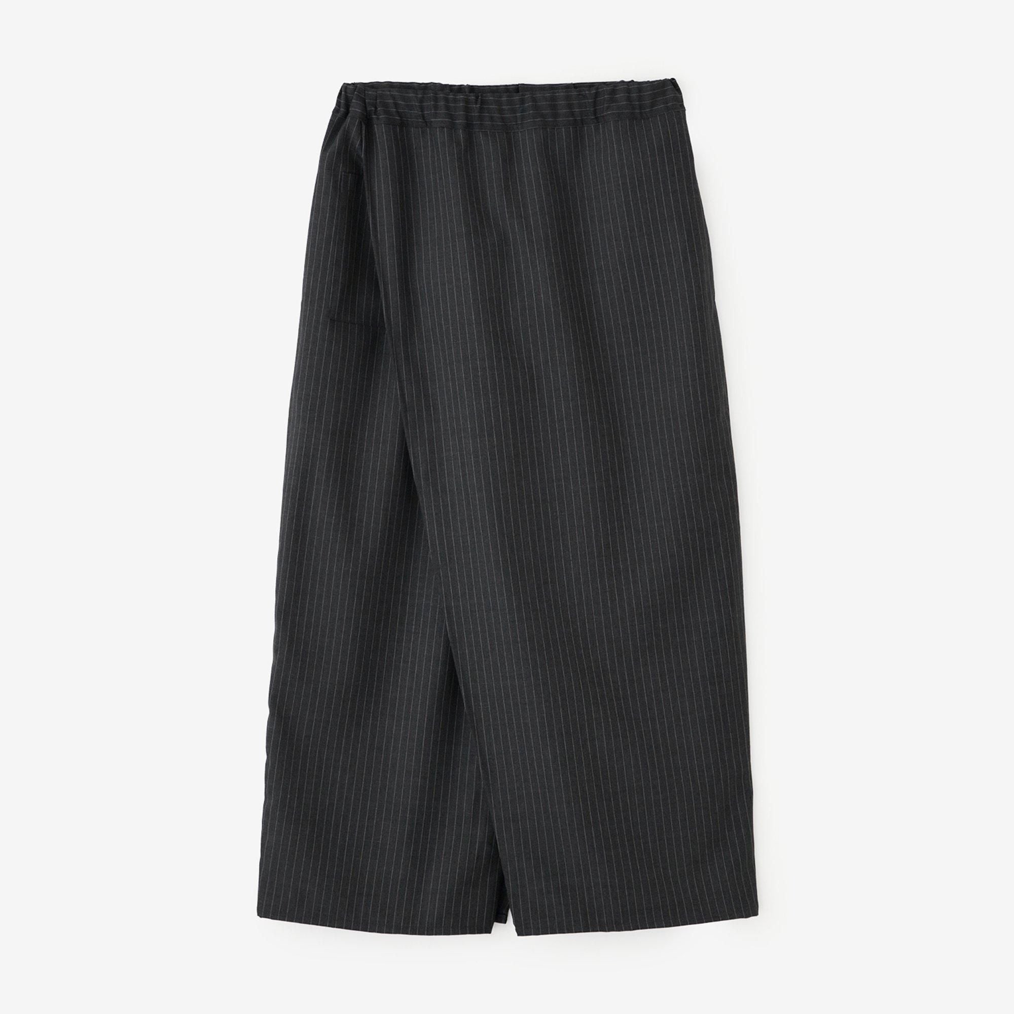 梳毛 和服褲裝 / 深灰 條紋