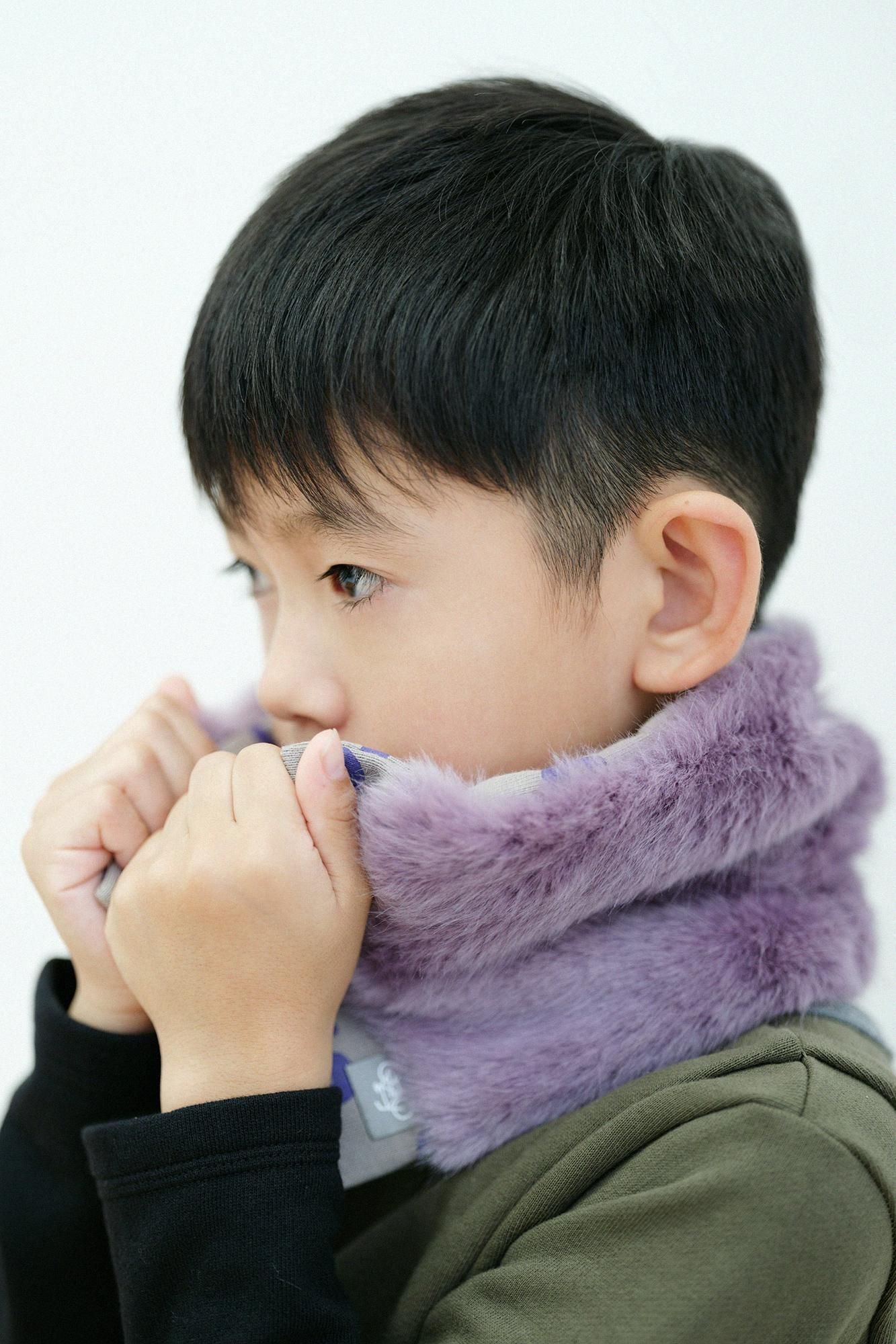 ●雙面用 BIKE短圍巾 KIDS/SO-SU-U十數 昆 上下 灰色