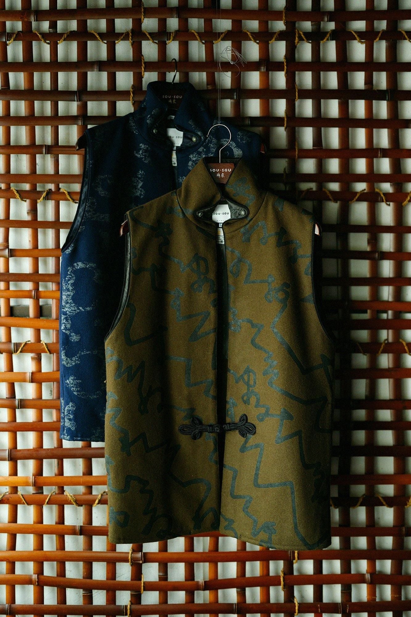 羊毛麥爾登陣羽織文綠褐色