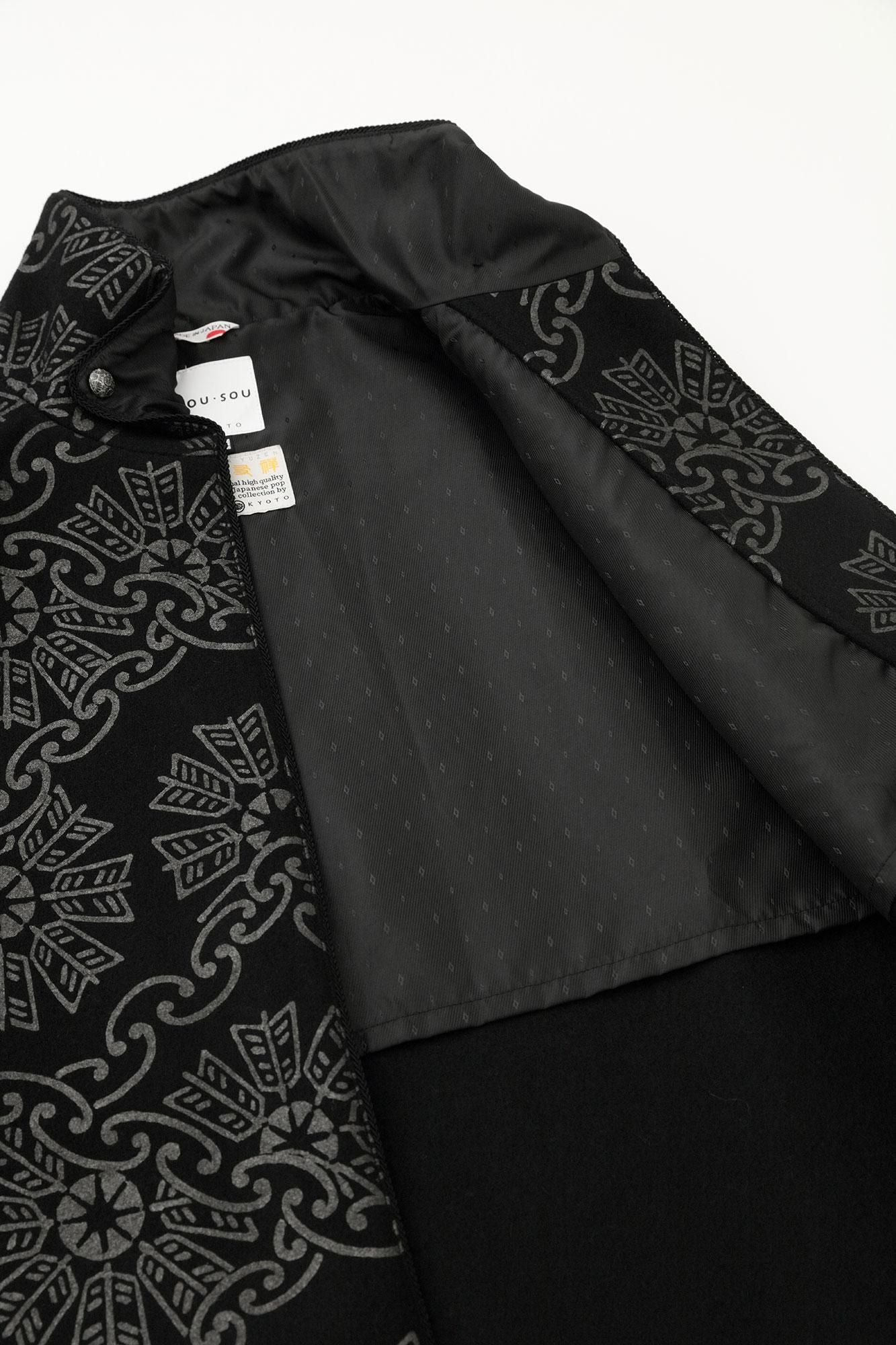 羊毛麥爾登陣羽織/圓環風車紋 再現黑色