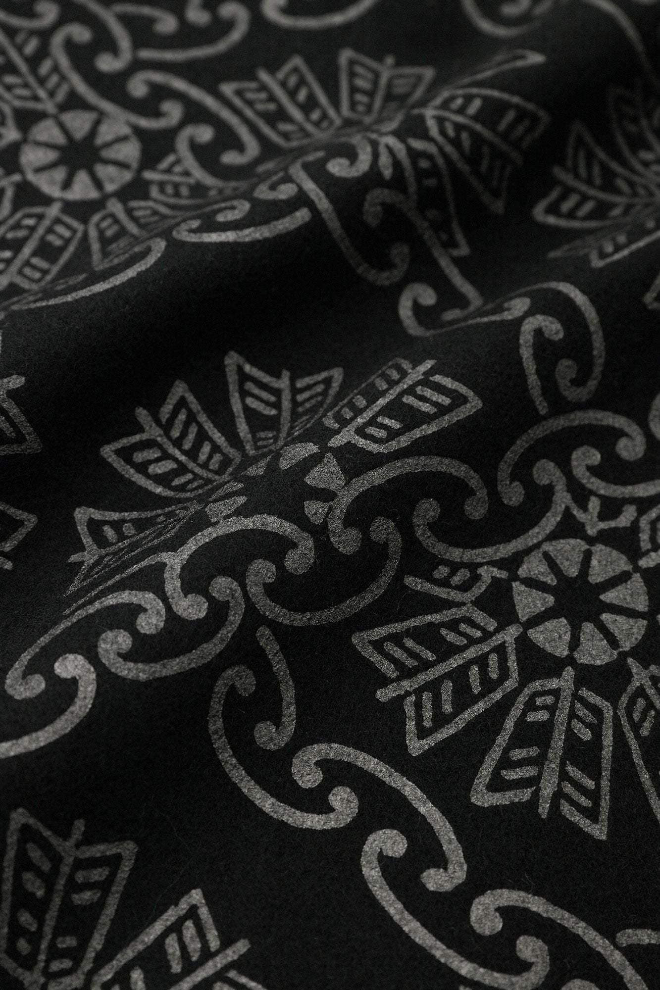 羊毛麥爾登陣羽織/圓環風車紋 再現黑色