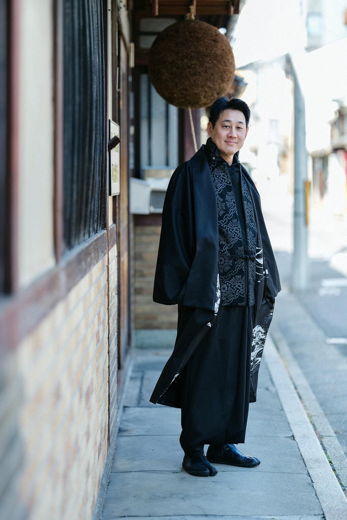 羊毛麥爾登陣羽織/圓環風車紋 再現黑色