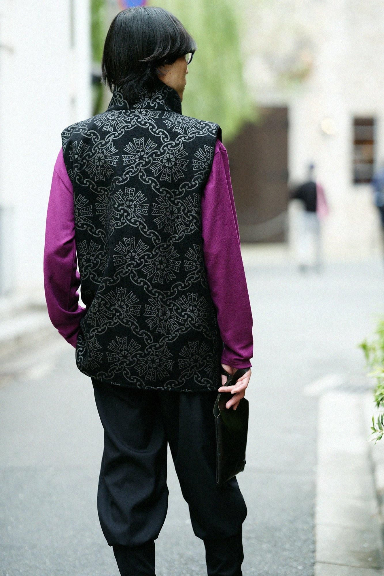 羊毛麥爾登陣羽織/圓環風車紋 再現黑色