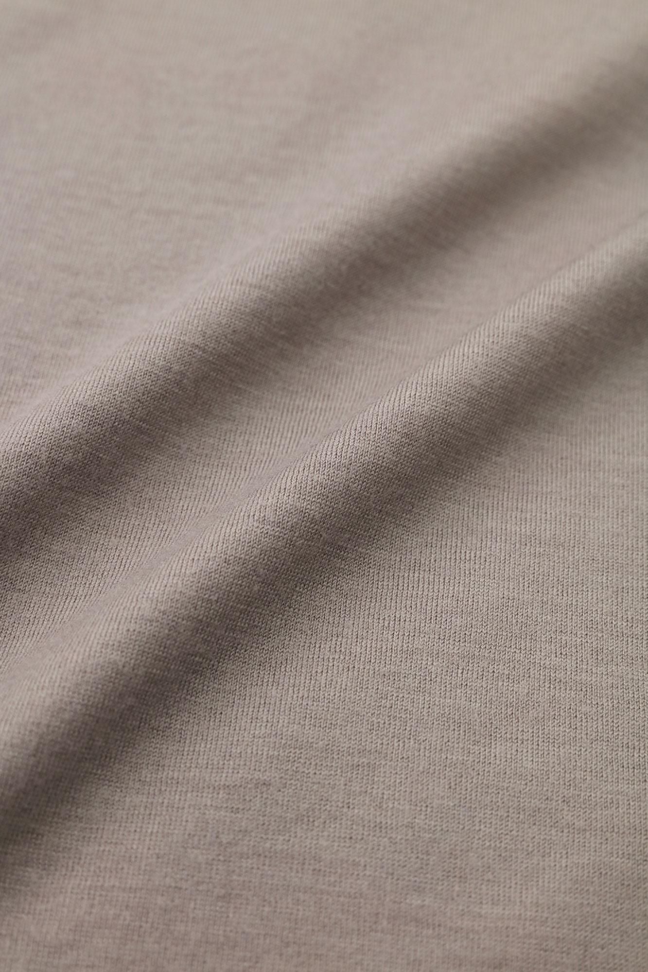 平針織 可洗羊毛 高領上衣/淺灰棕色