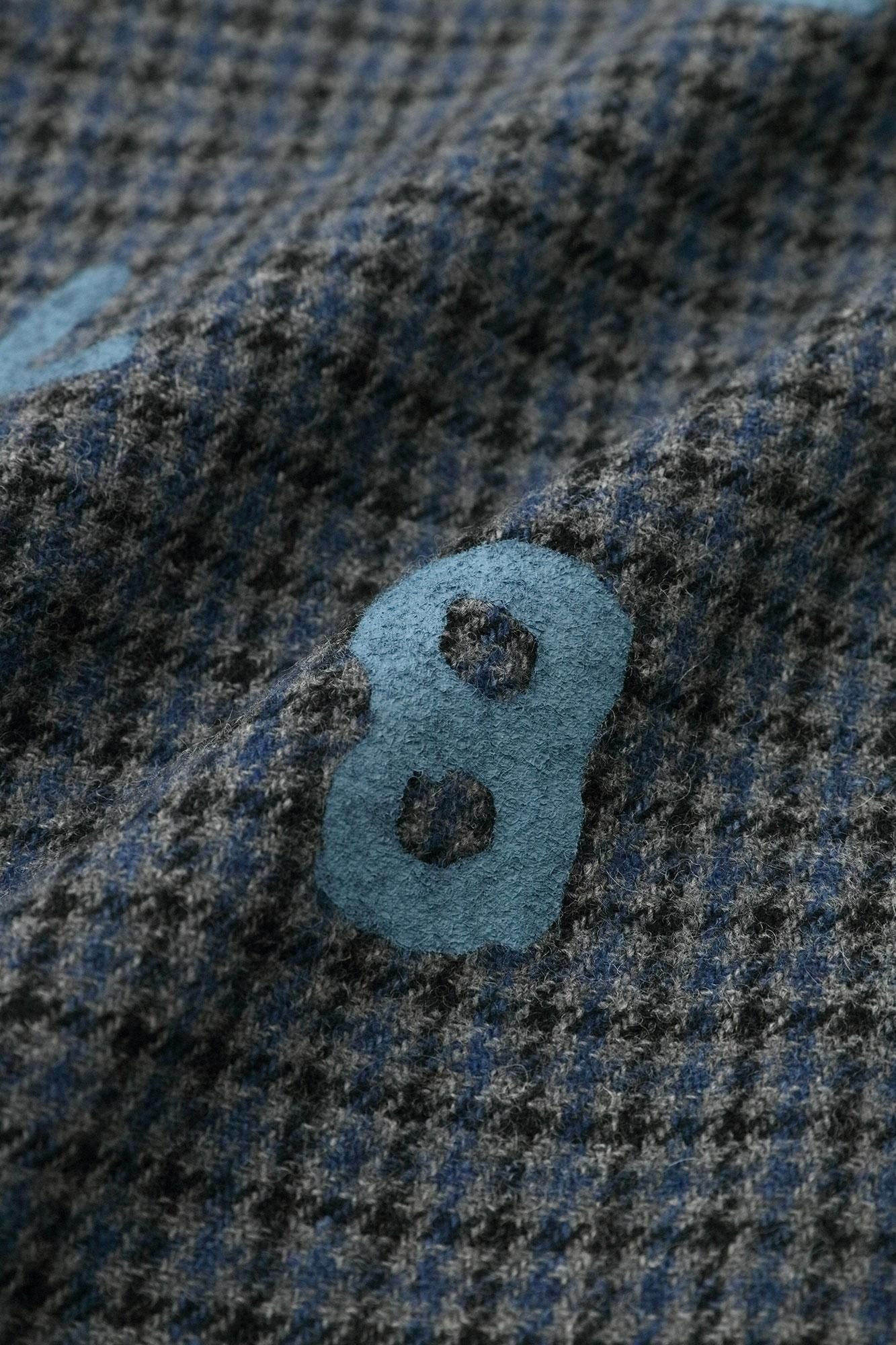 粗花呢 格紋織 如月披風 短版/SO-SU-U十數 上下和留白 深藍色×暗藍色